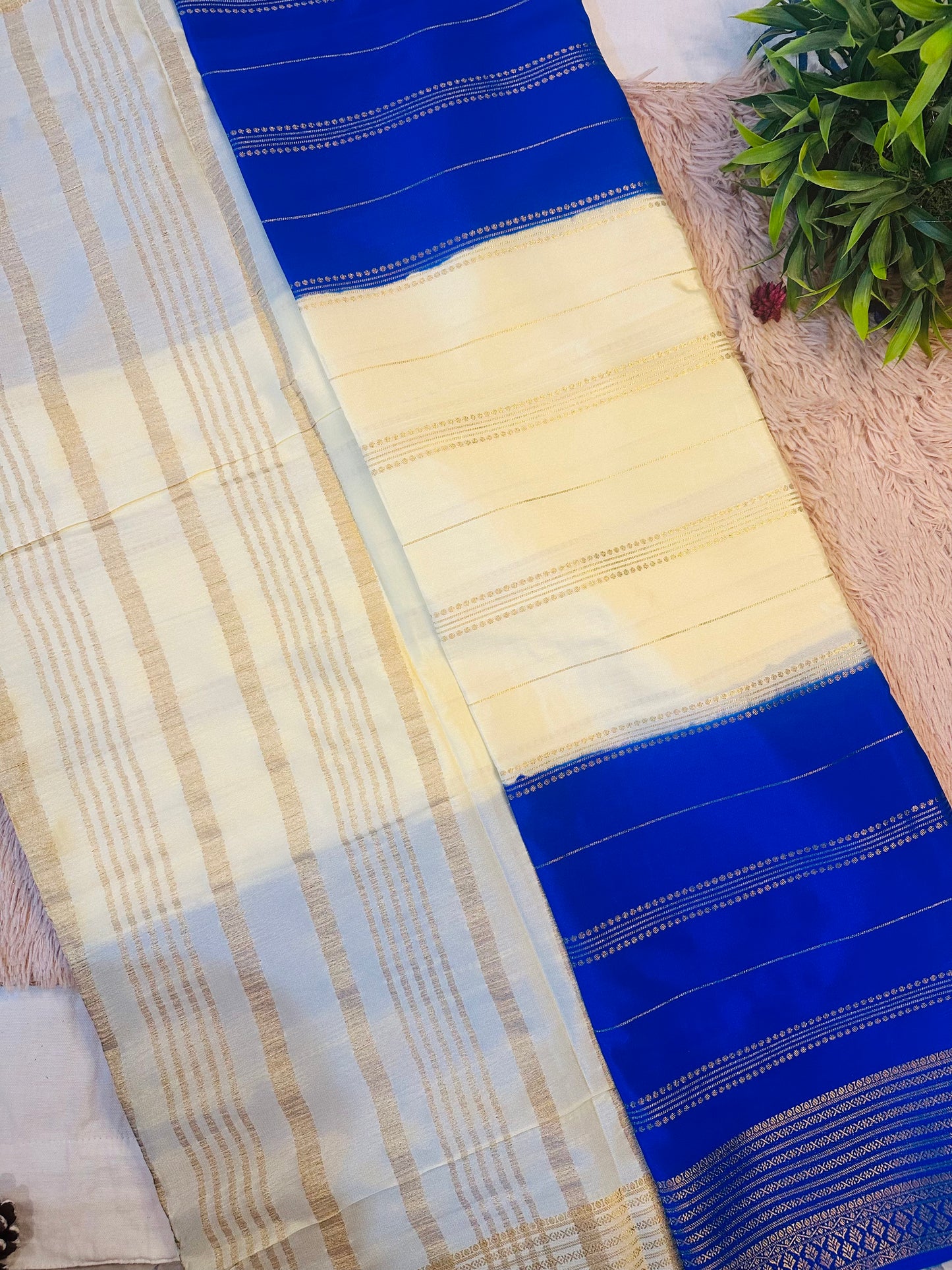 Royal Blue Premium Mysore Crepe Silk Saree