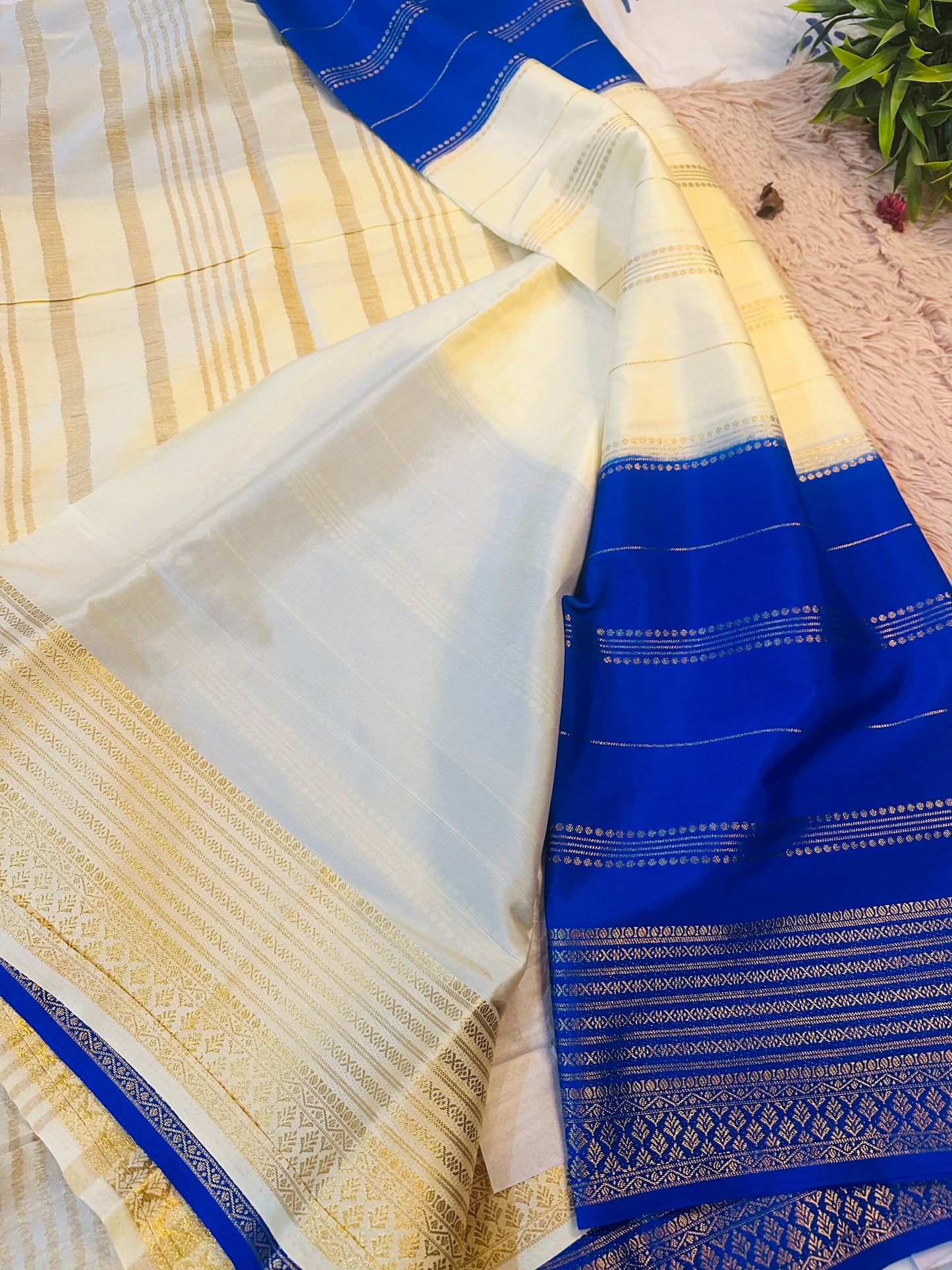 Royal Blue Premium Mysore Crepe Silk Saree