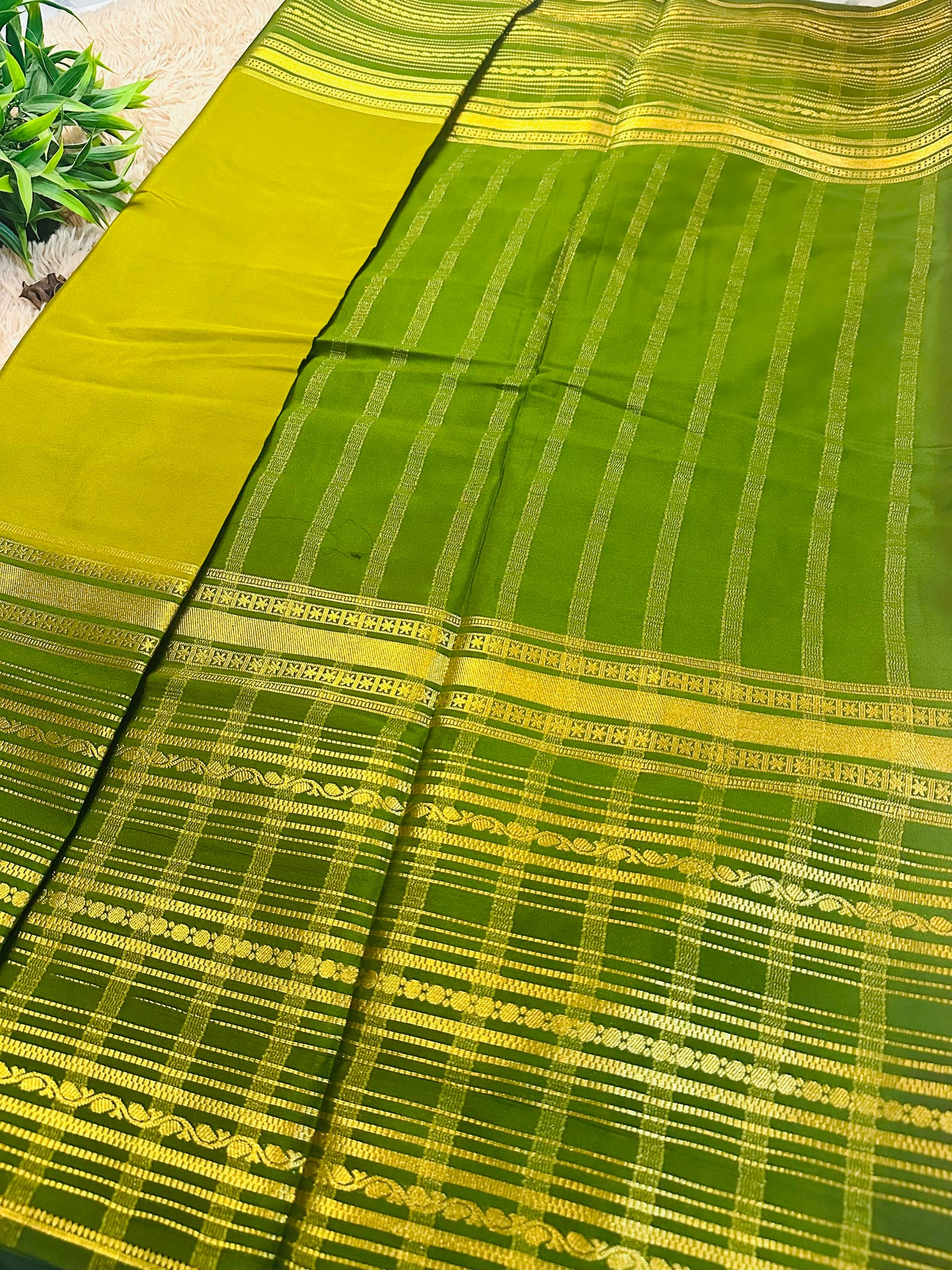 Mehendi Green Premium KSIC Mysore Crepe Silk Saree