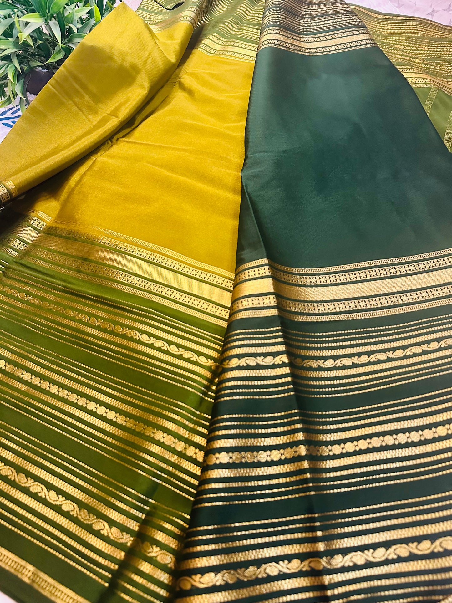 Mehendi Green Premium KSIC Mysore Crepe Silk Saree