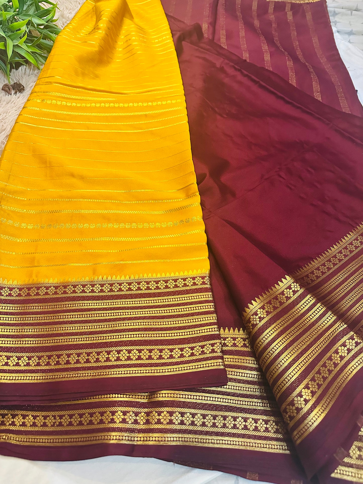 Mustard Premium KSIC Mysore Crepe Silk Saree
