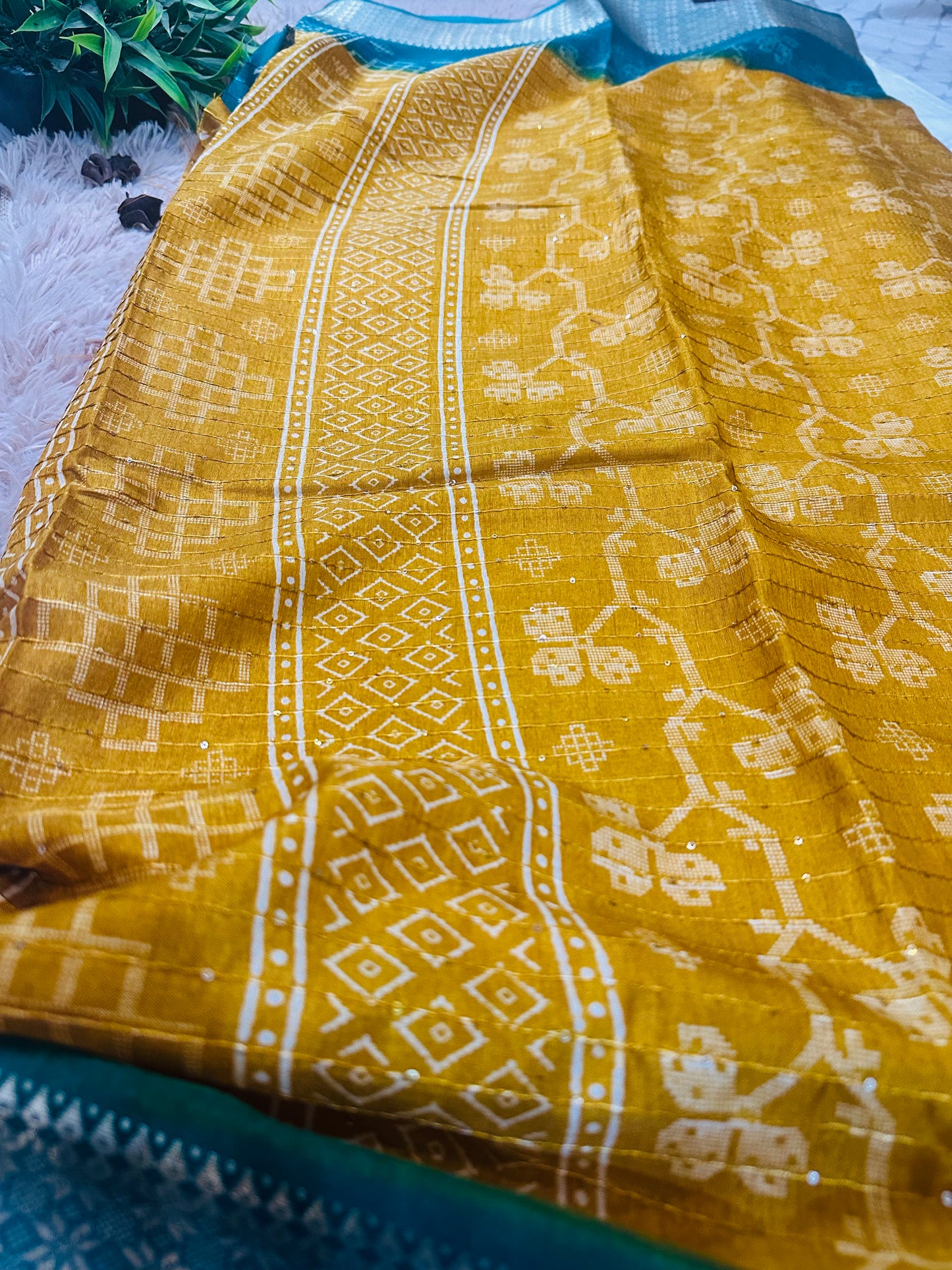 Mustard Cotton Silk Saree