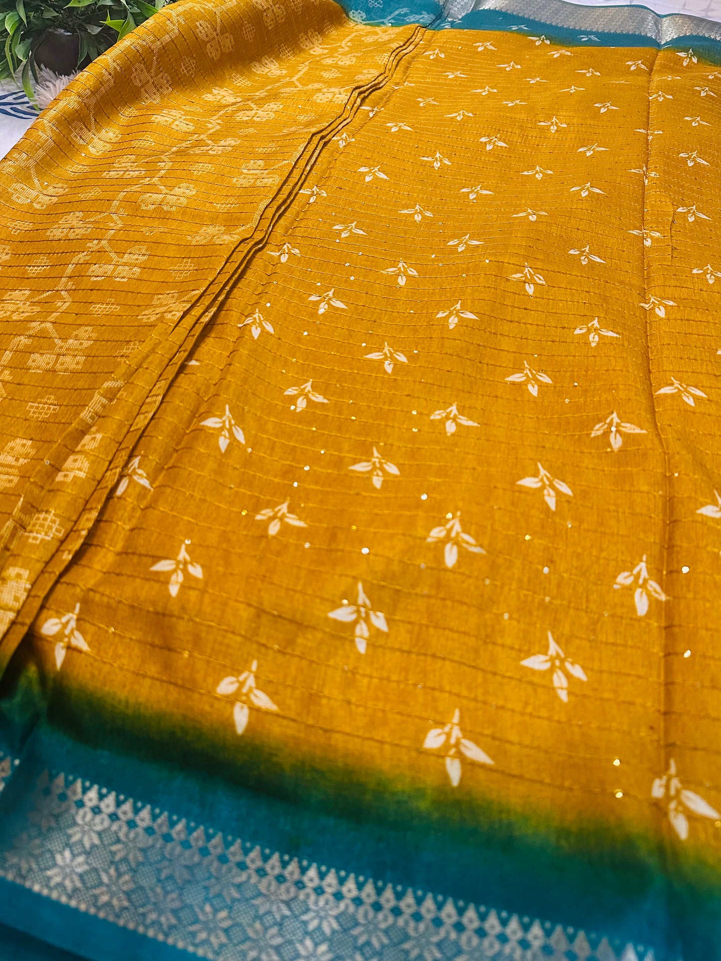 Mustard Cotton Silk Saree