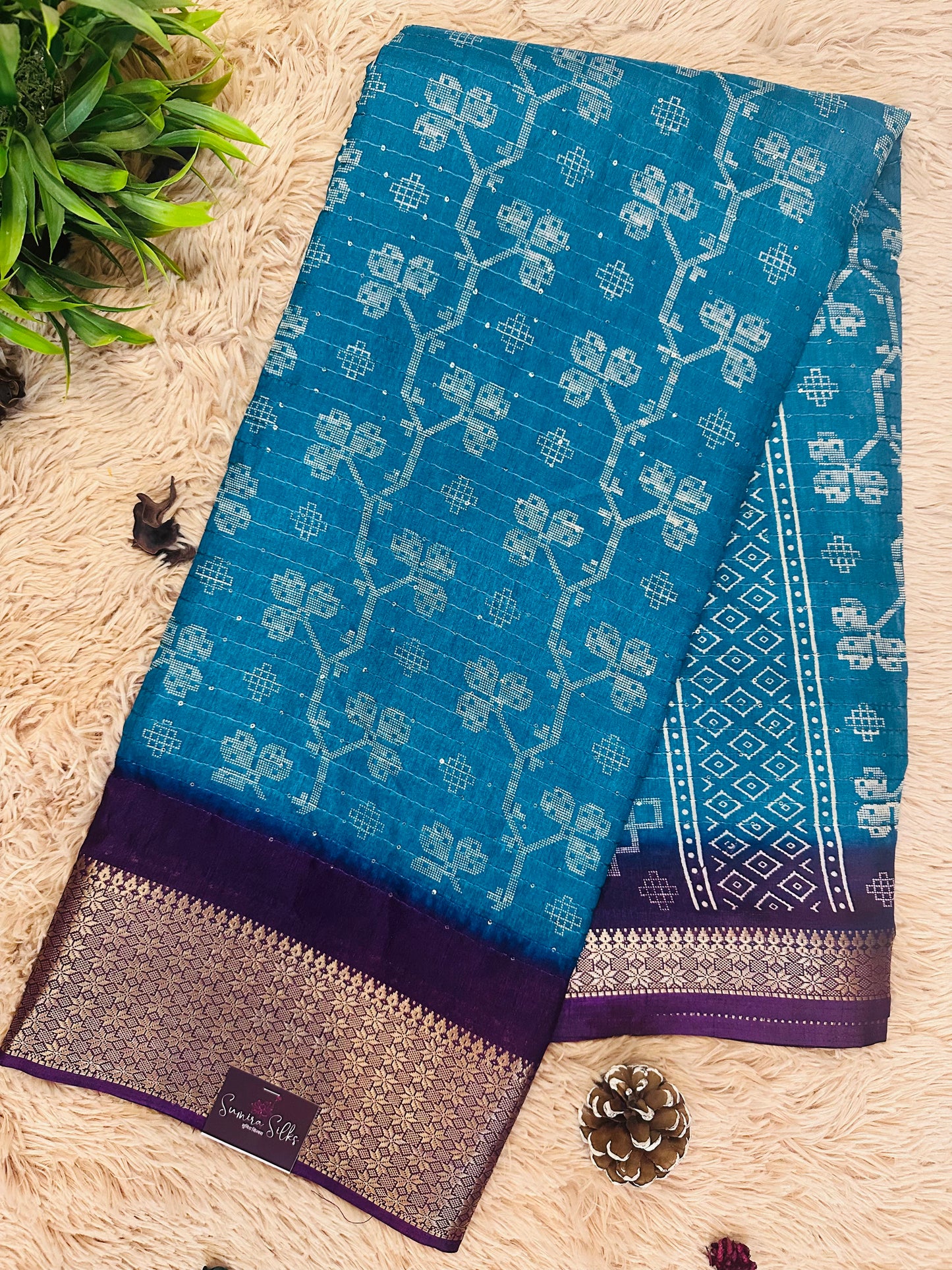 Sky Blue Cotton Silk Saree