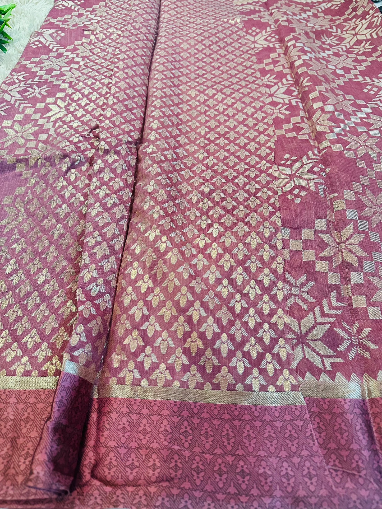 Sweet Pink Brasso Saree