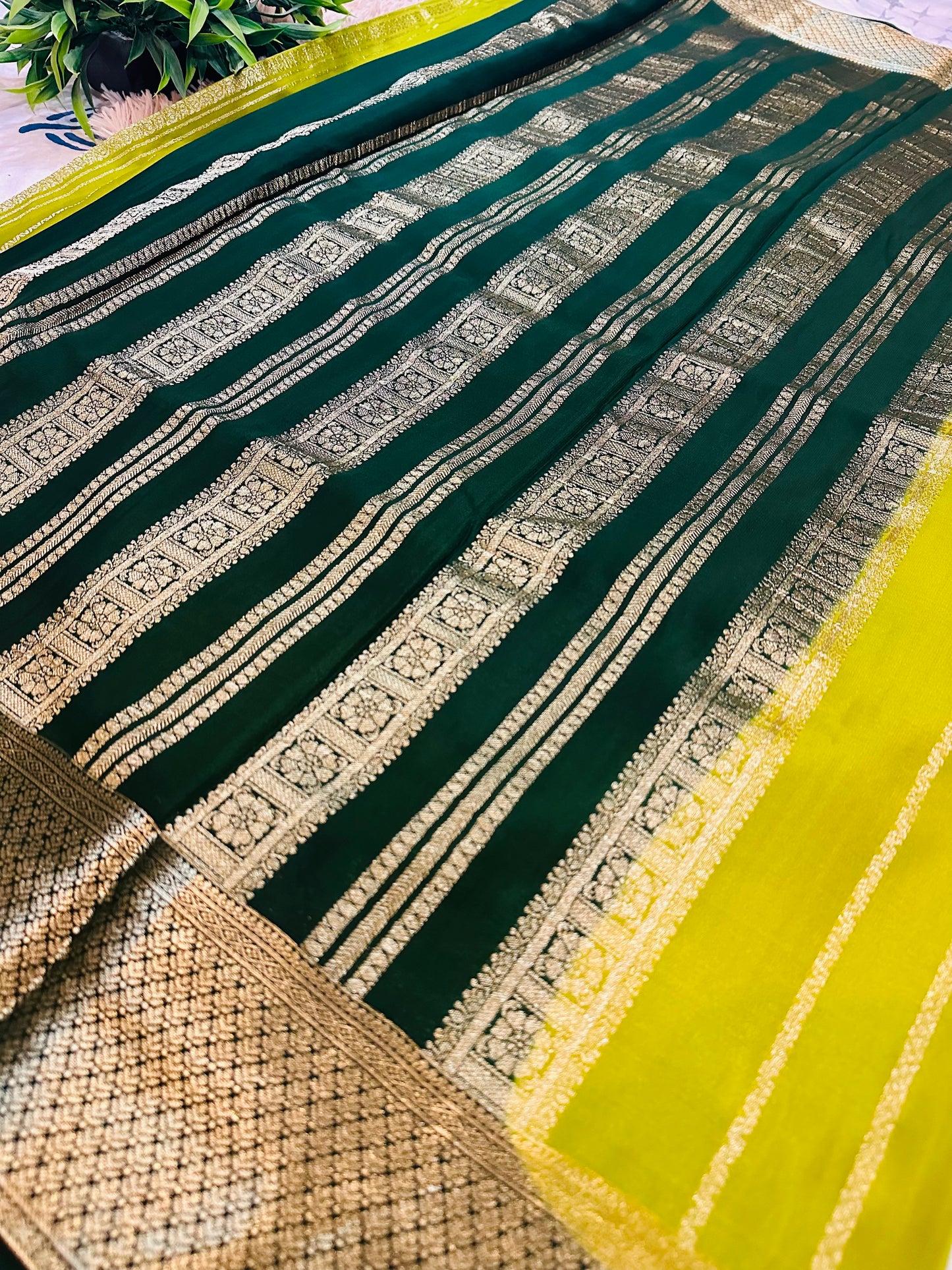 Green Premium Mysore Crepe Silk Saree