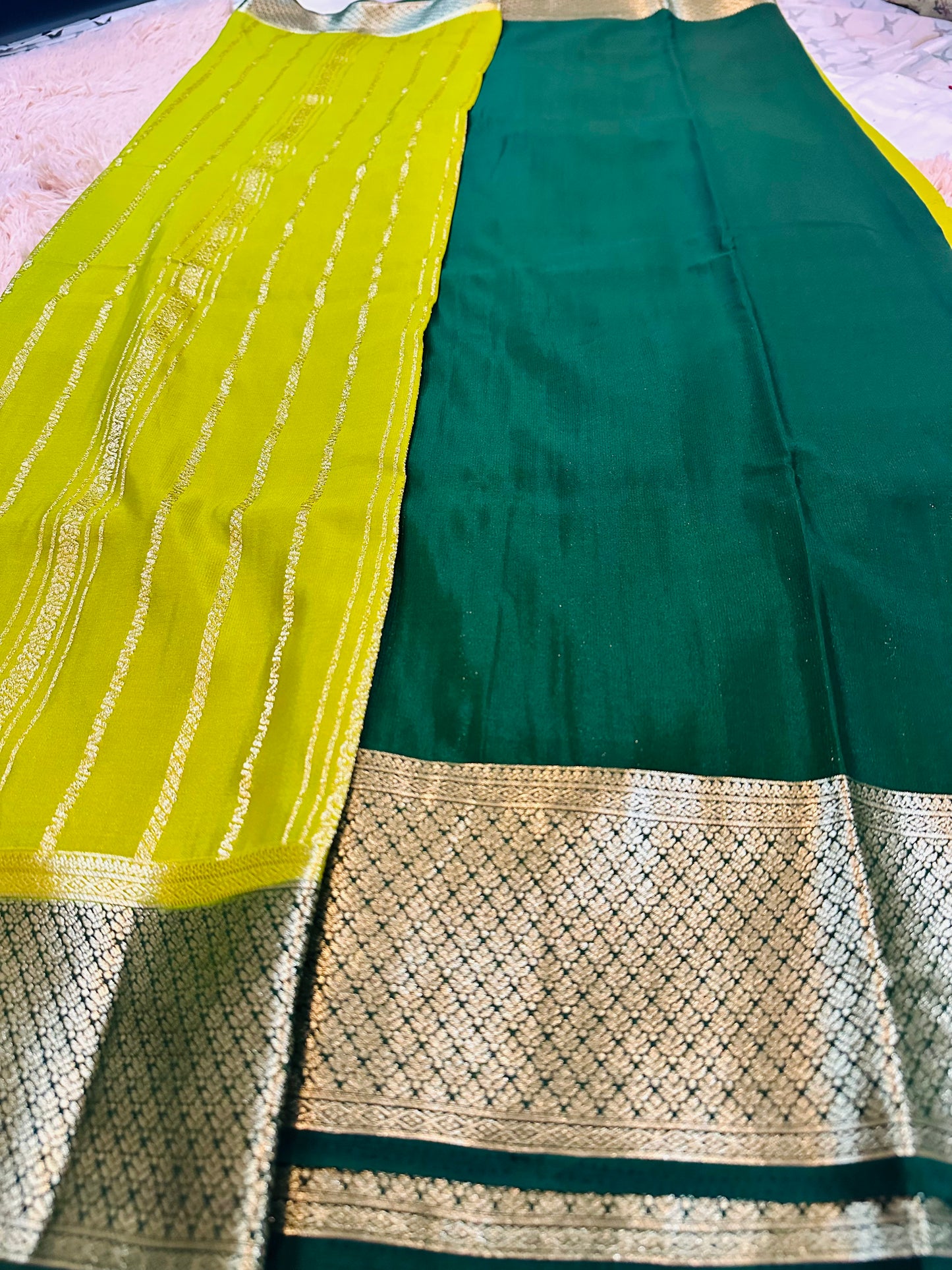 Green Premium Mysore Crepe Silk Saree