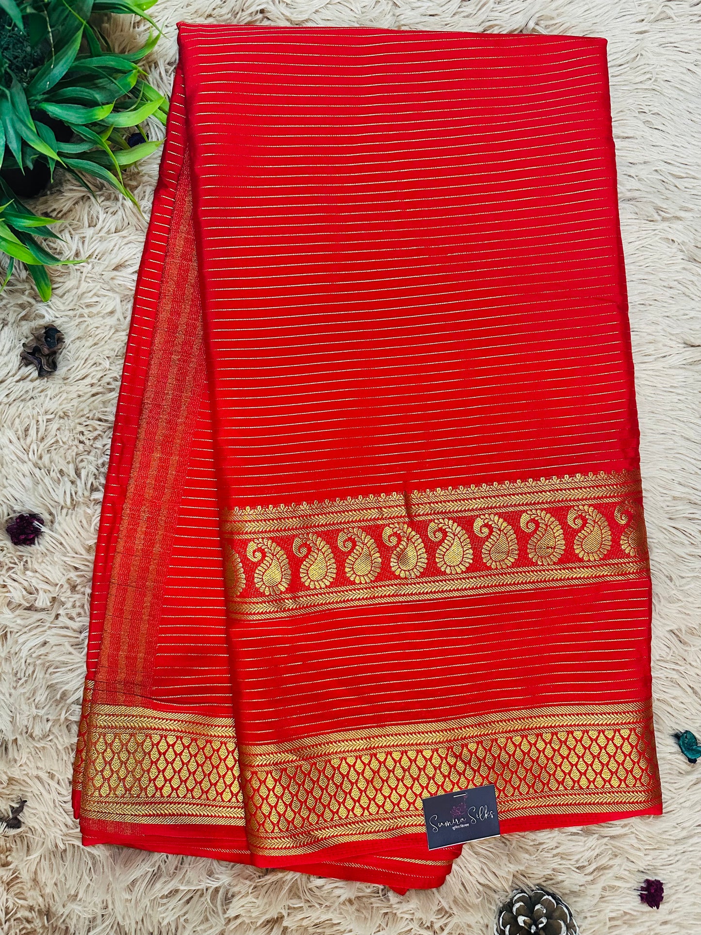 Red Premium Mysore Crepe Silk Saree