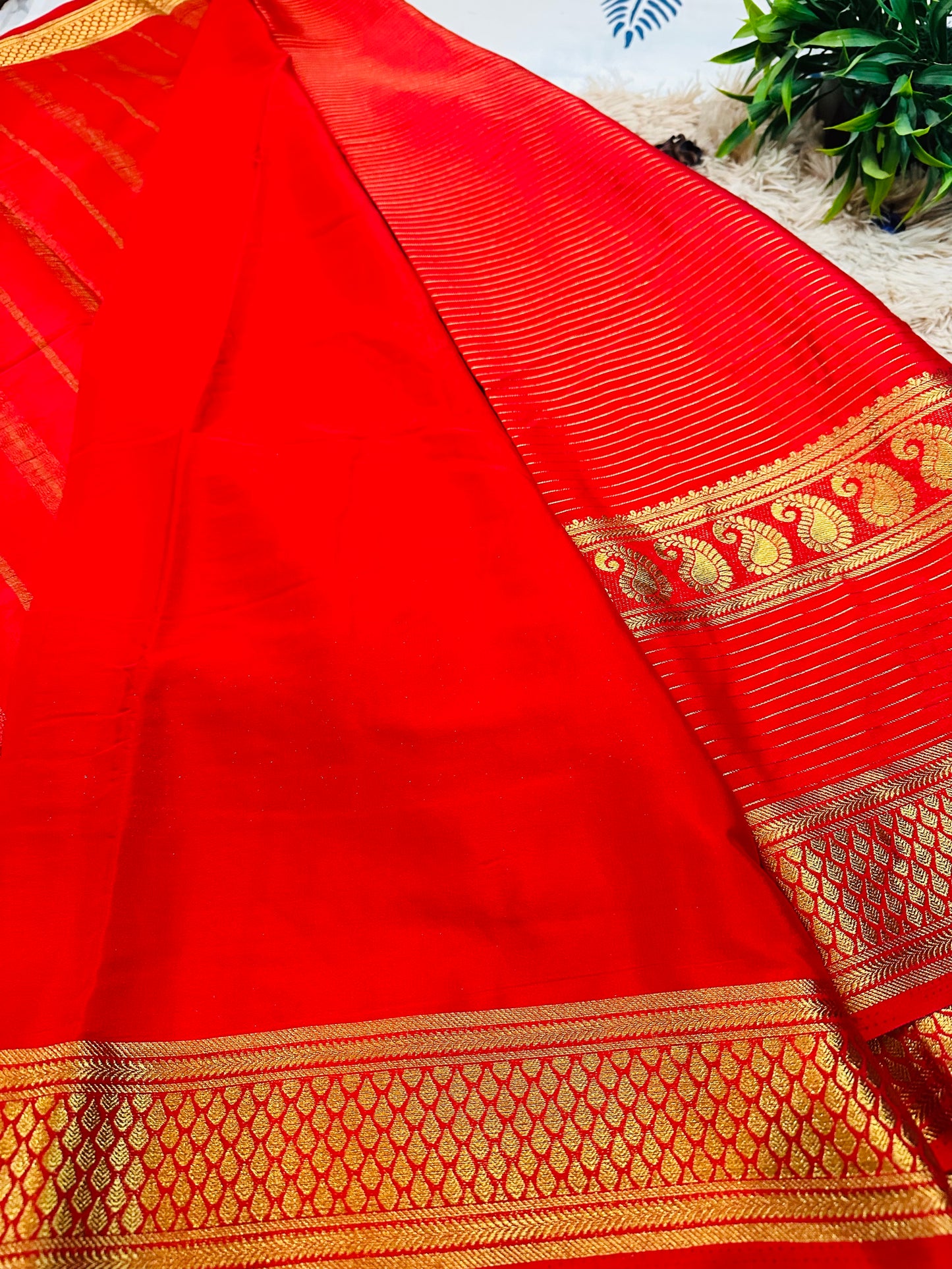 Red Premium Mysore Crepe Silk Saree