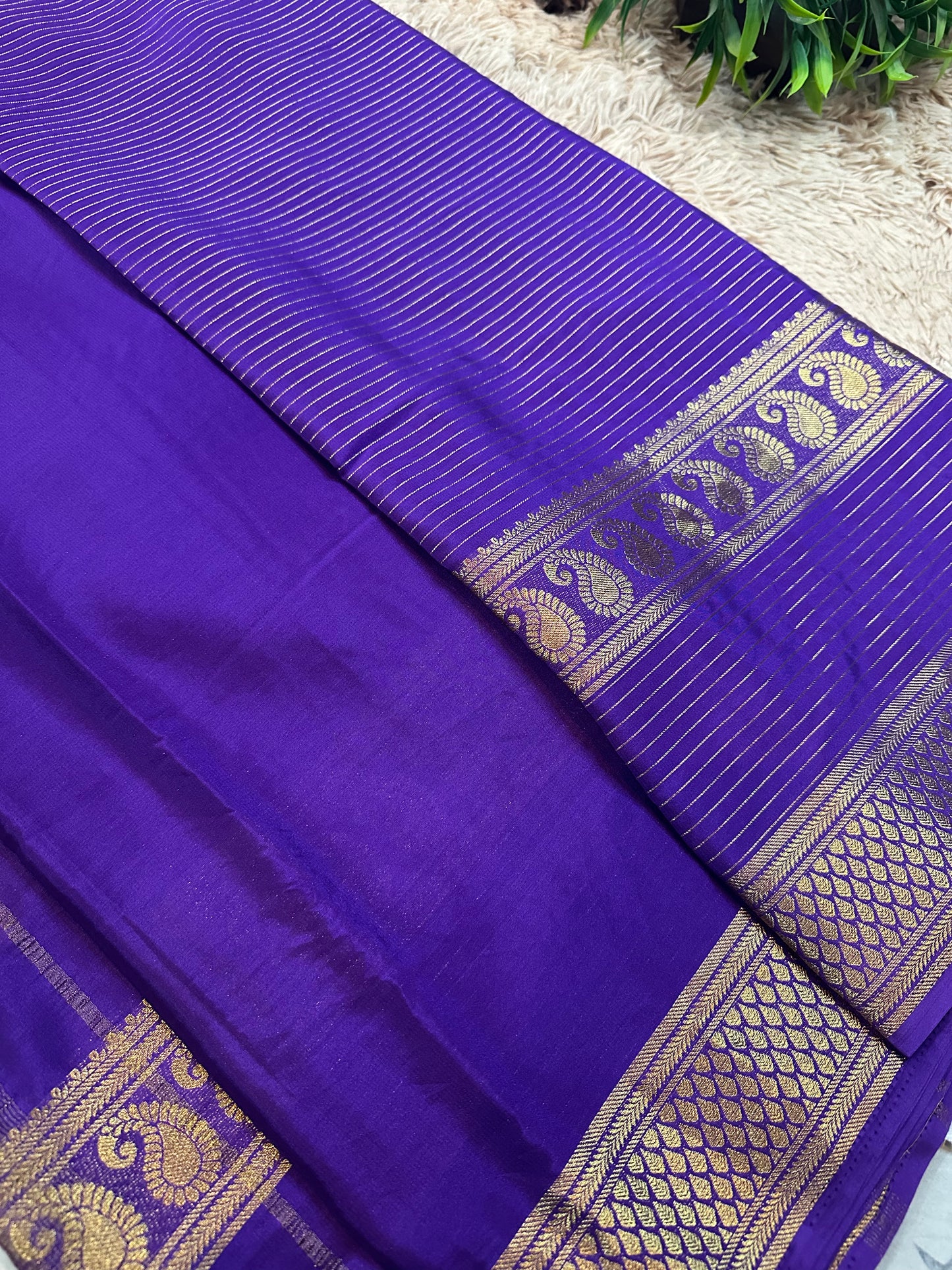 Purple Premium Mysore Crepe Silk Saree