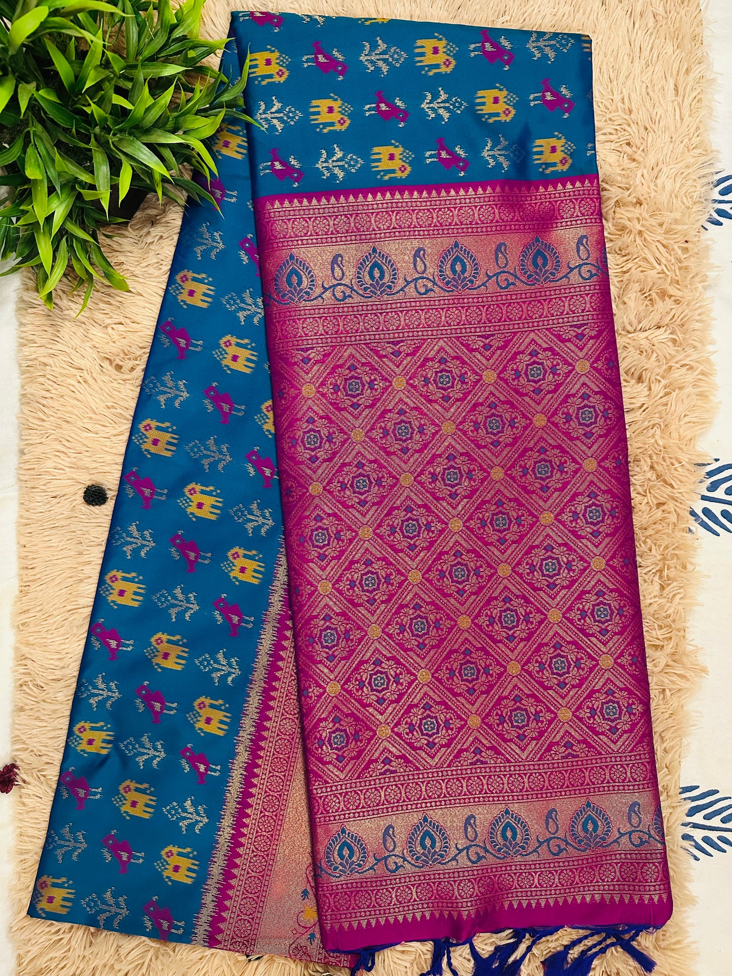 Blue Patola Silk Saree