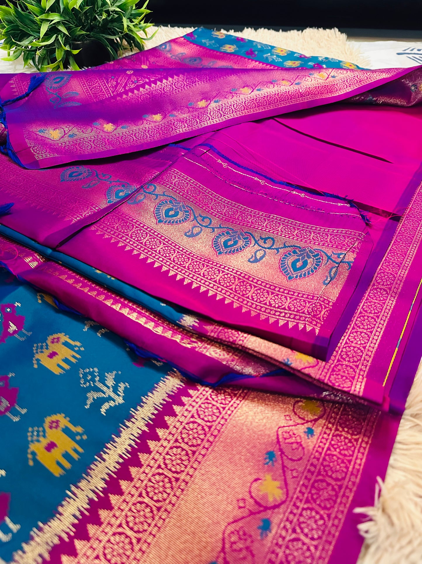 Blue Patola Silk Saree