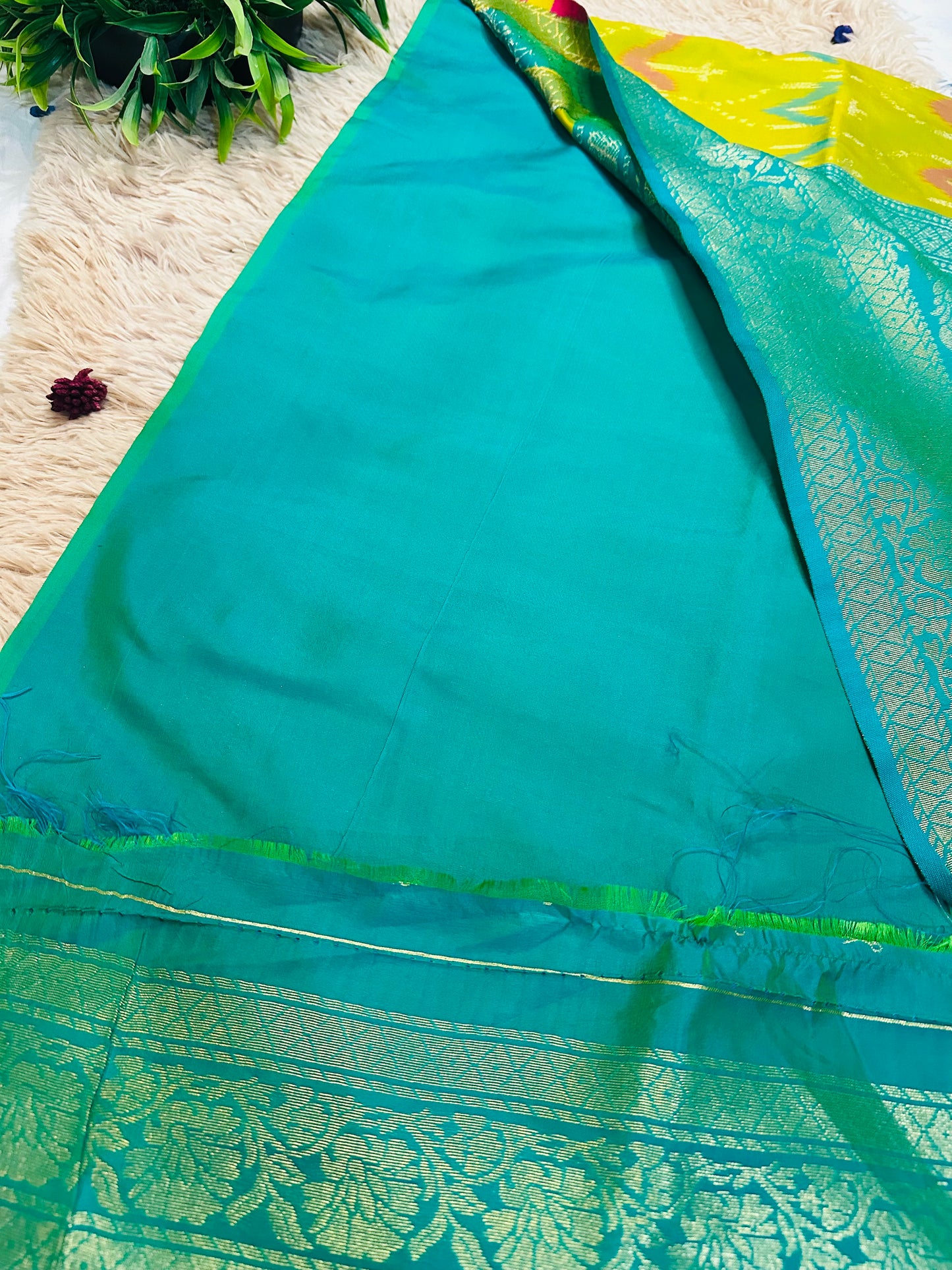 Lime Green Patola Silk Saree