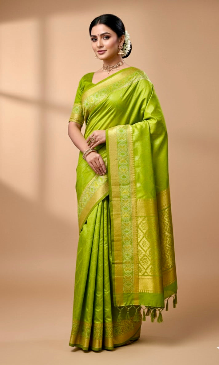 Green Patola Tussar Silk Saree