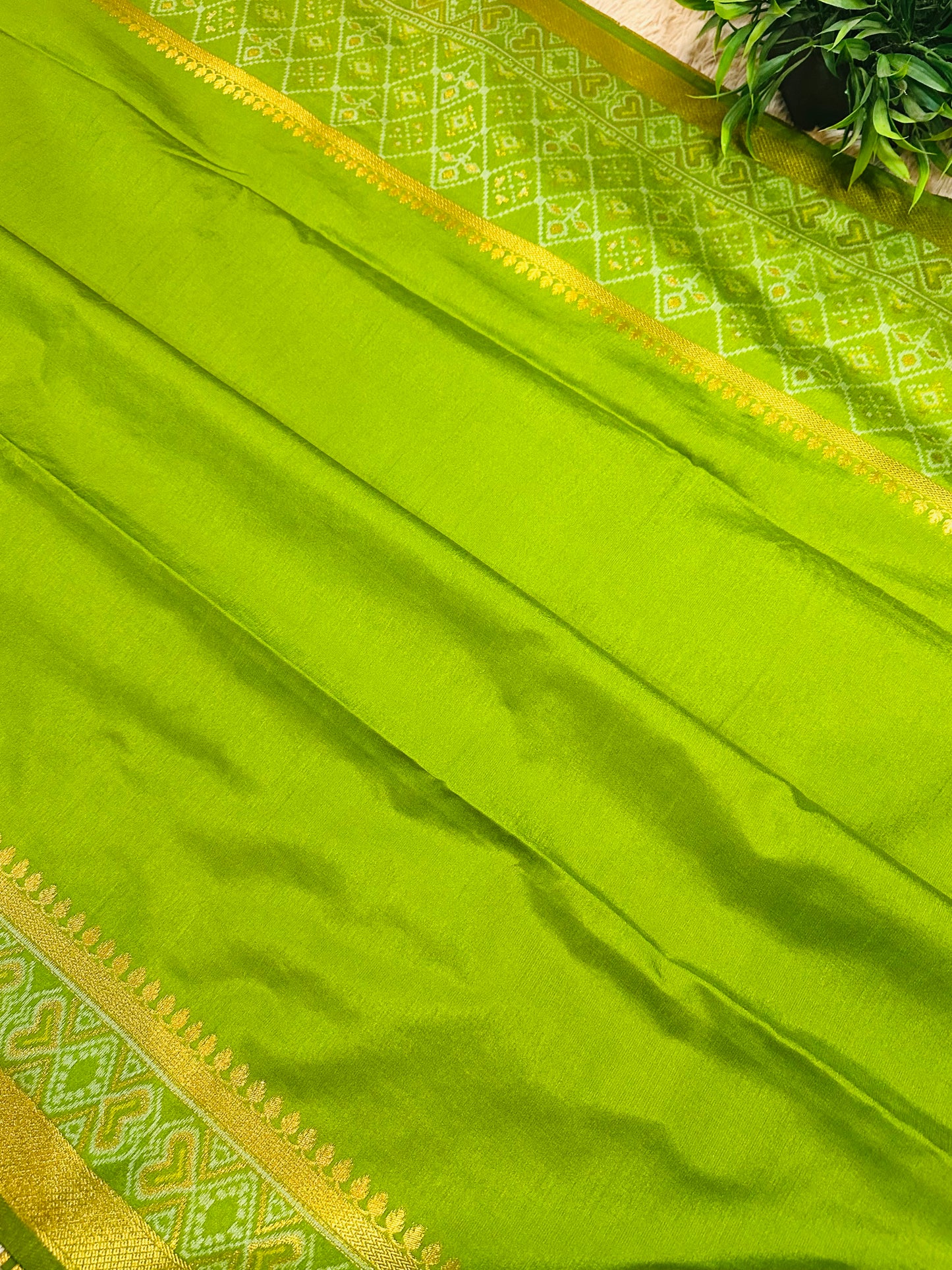 Green Patola Tussar Silk Saree