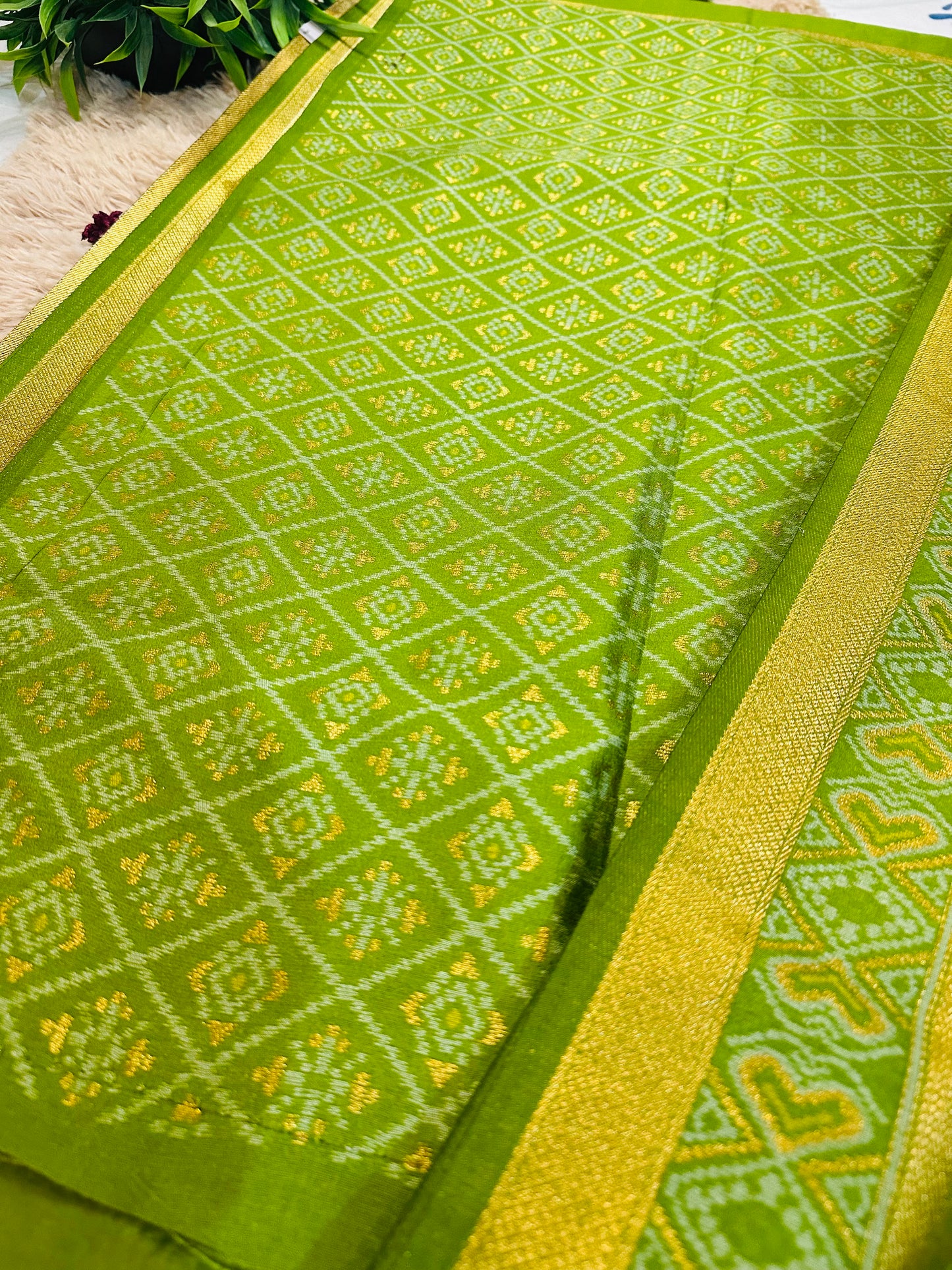 Green Patola Tussar Silk Saree