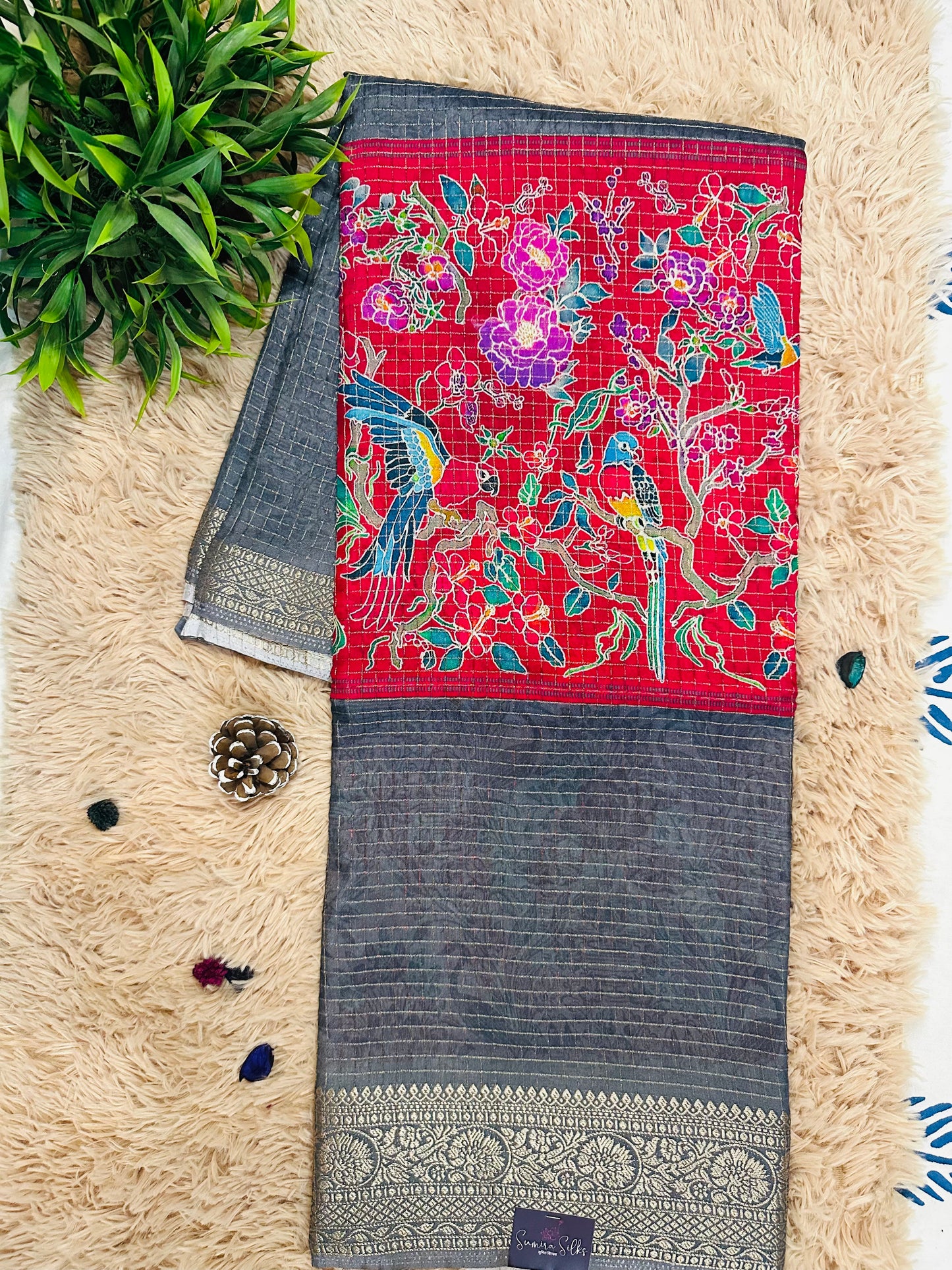 Grey Pure Viscose Saree