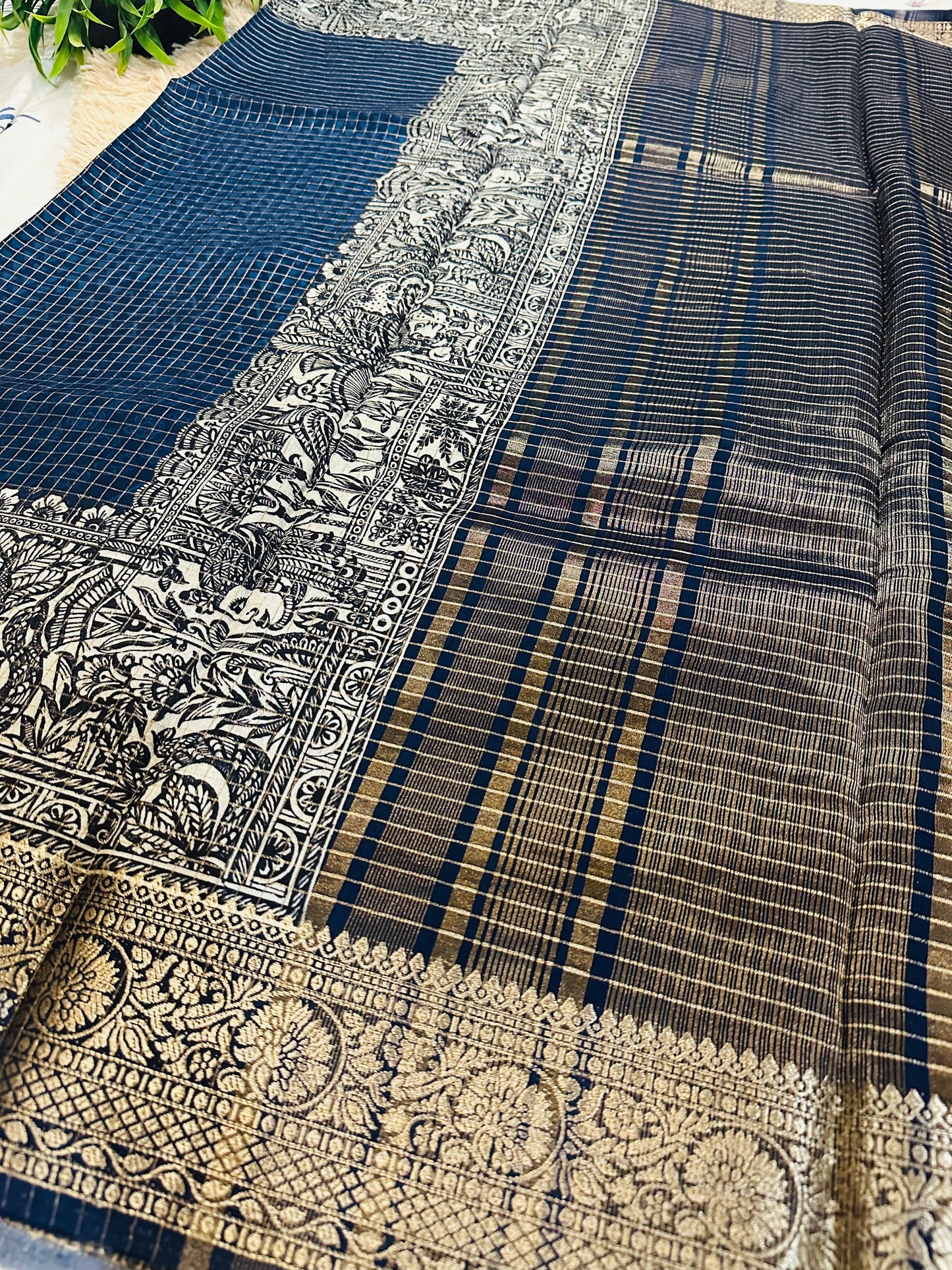 Dark Navy Blue Pure Viscose Saree