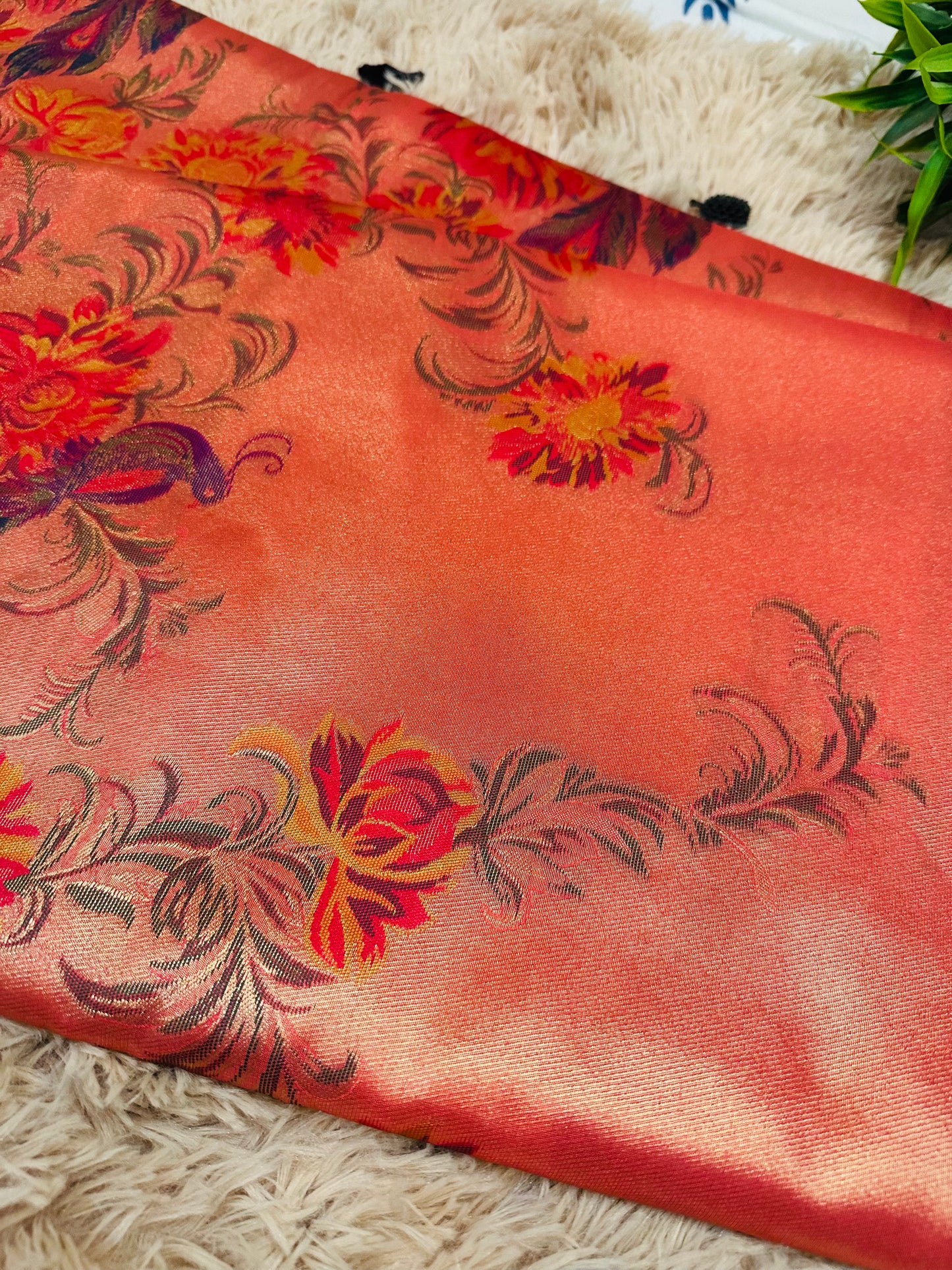 Scarlet Red Tissue Silk Saree