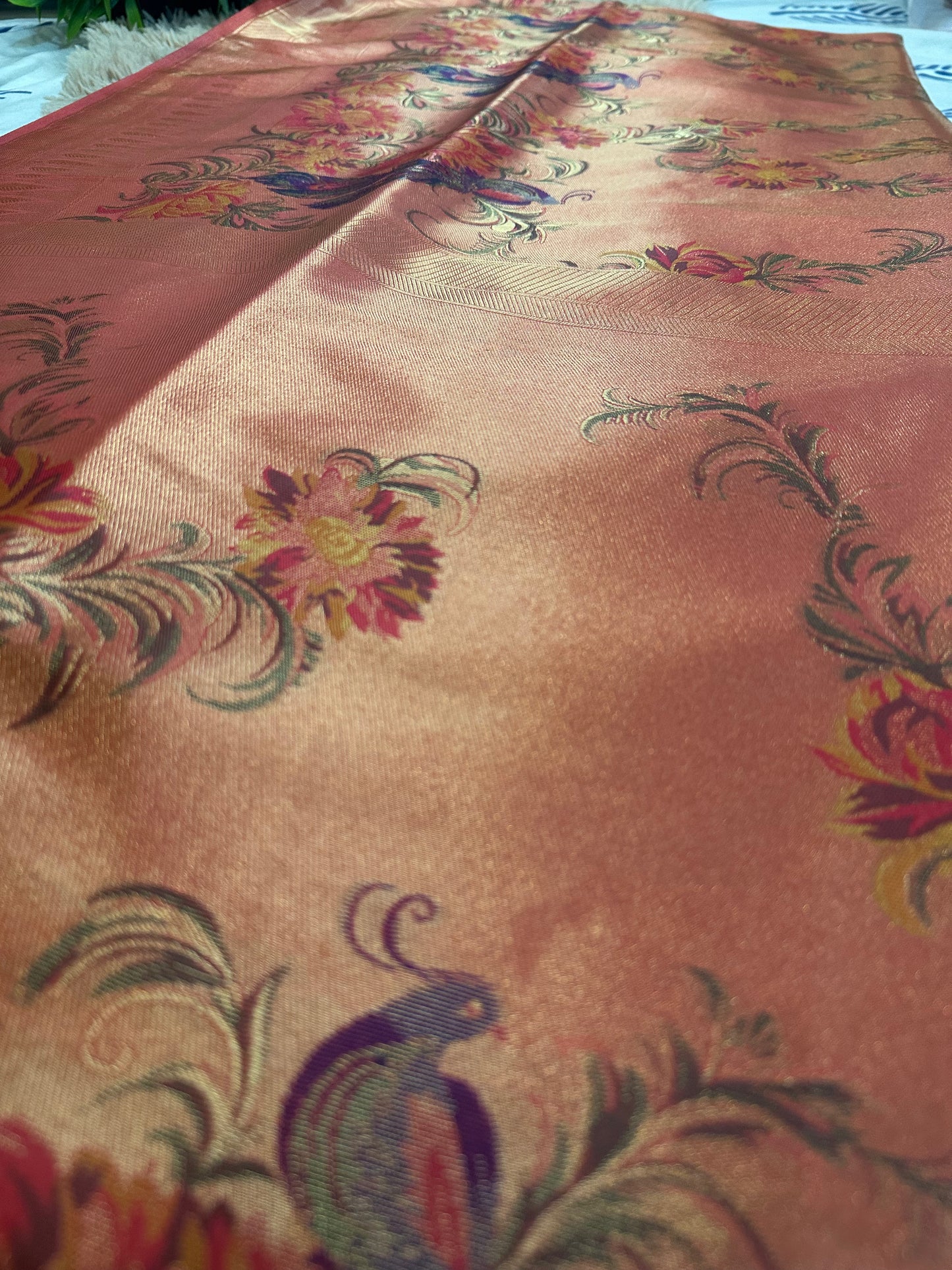 Scarlet Red Tissue Silk Saree