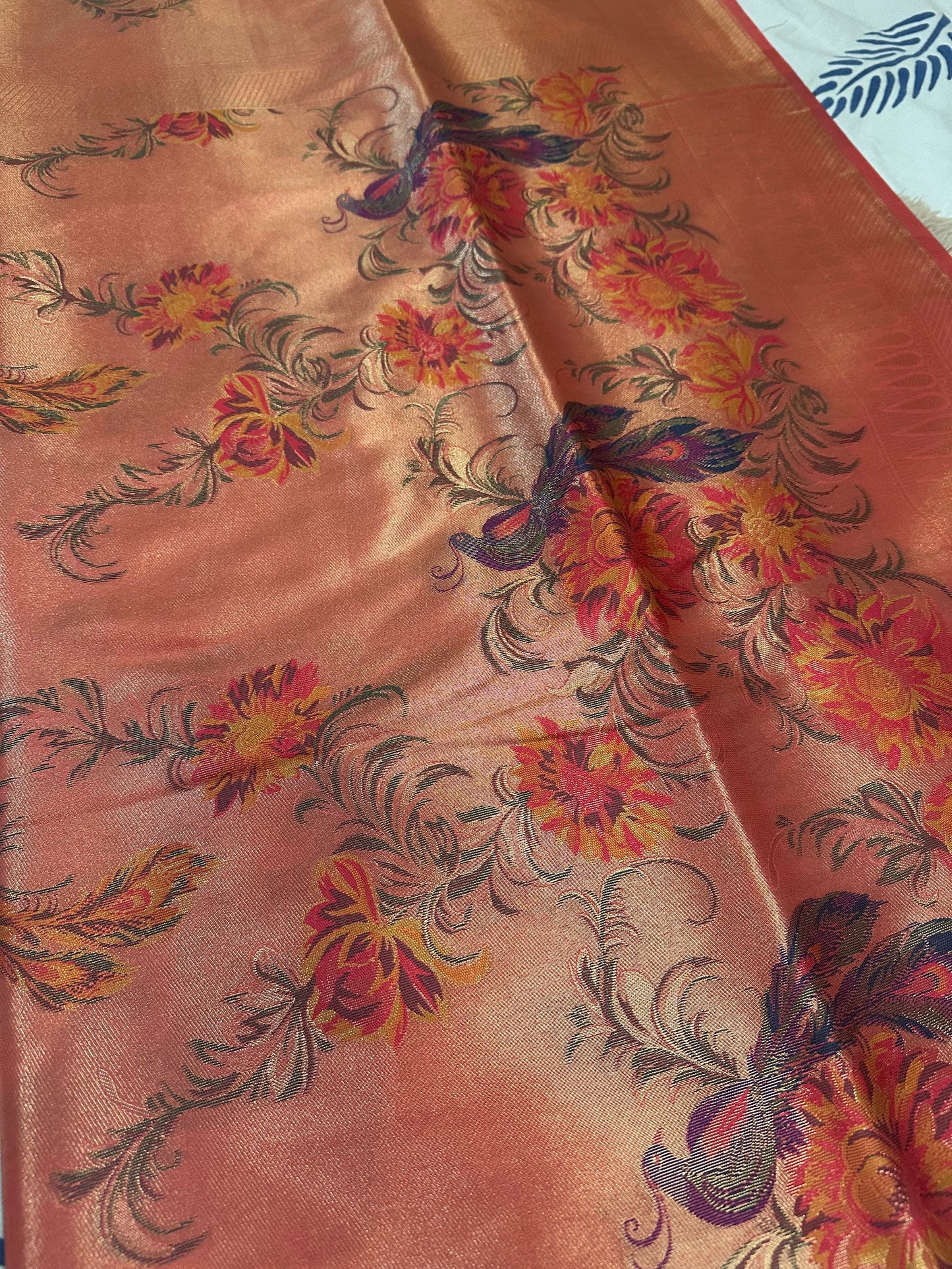 Scarlet Red Tissue Silk Saree