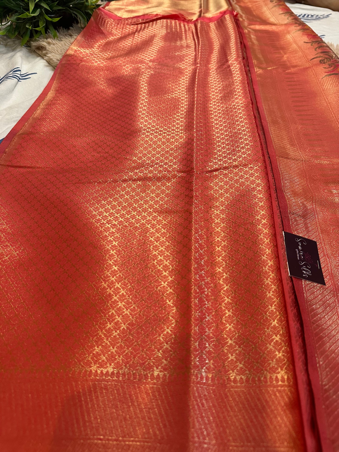 Scarlet Red Tissue Silk Saree