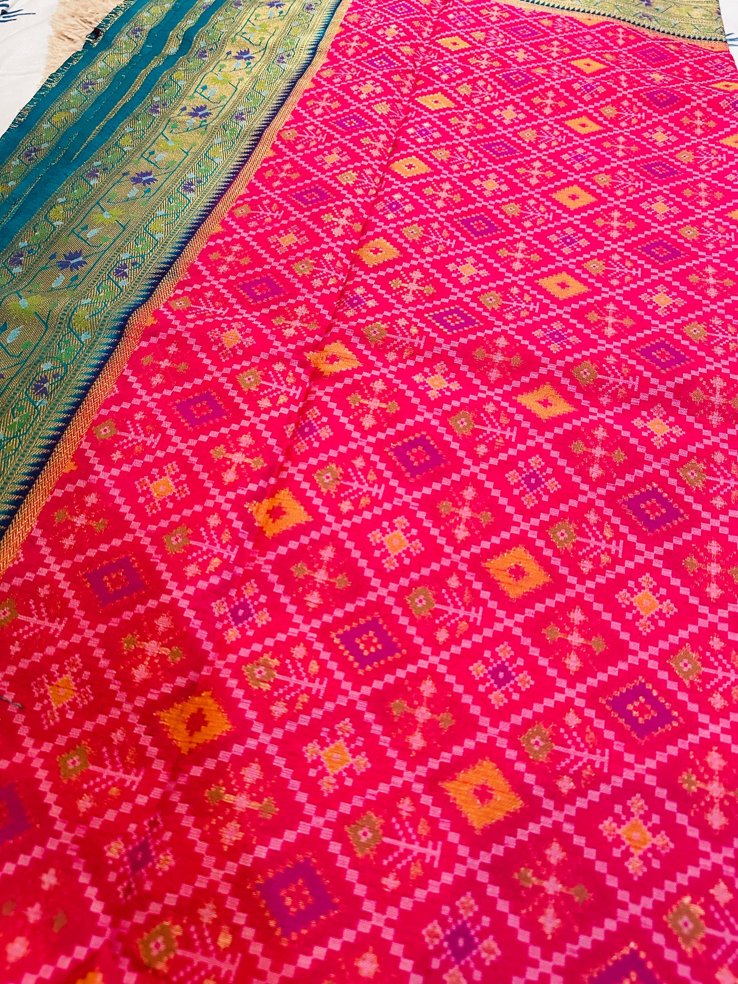 Rani Pink Patola Tussar Silk Saree