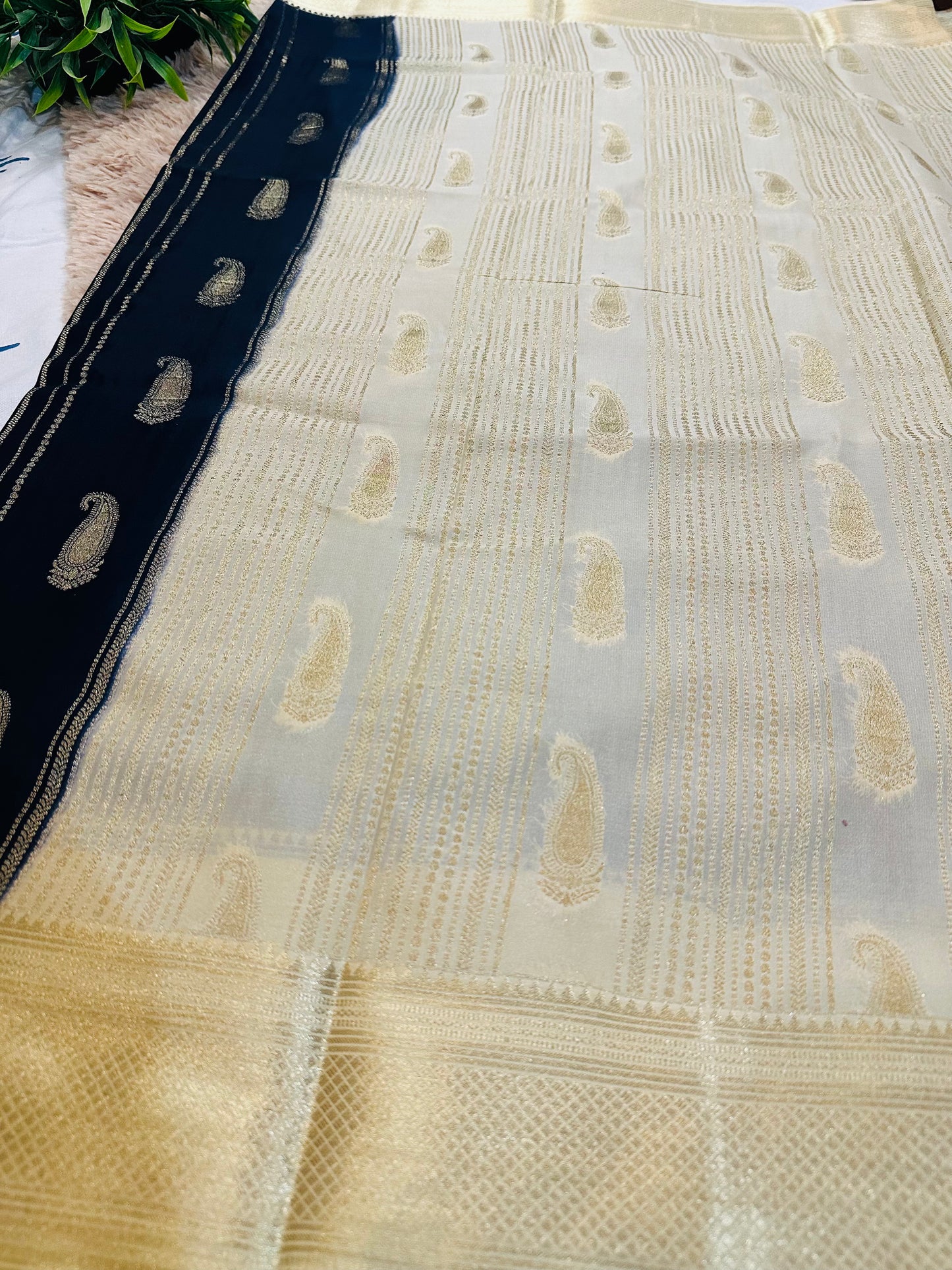 Black Premium Mysore Crepe Silk Saree