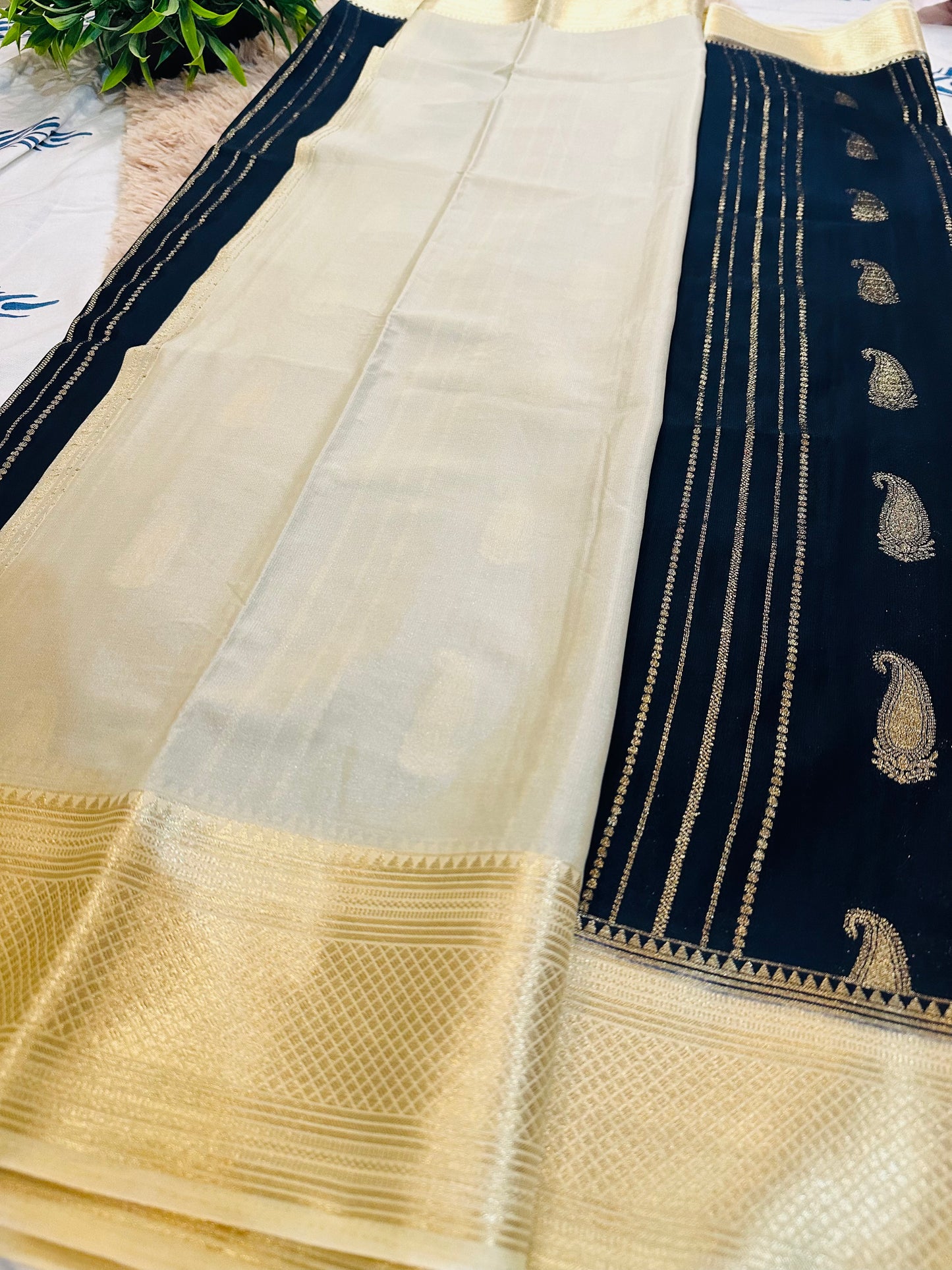 Black Premium Mysore Crepe Silk Saree
