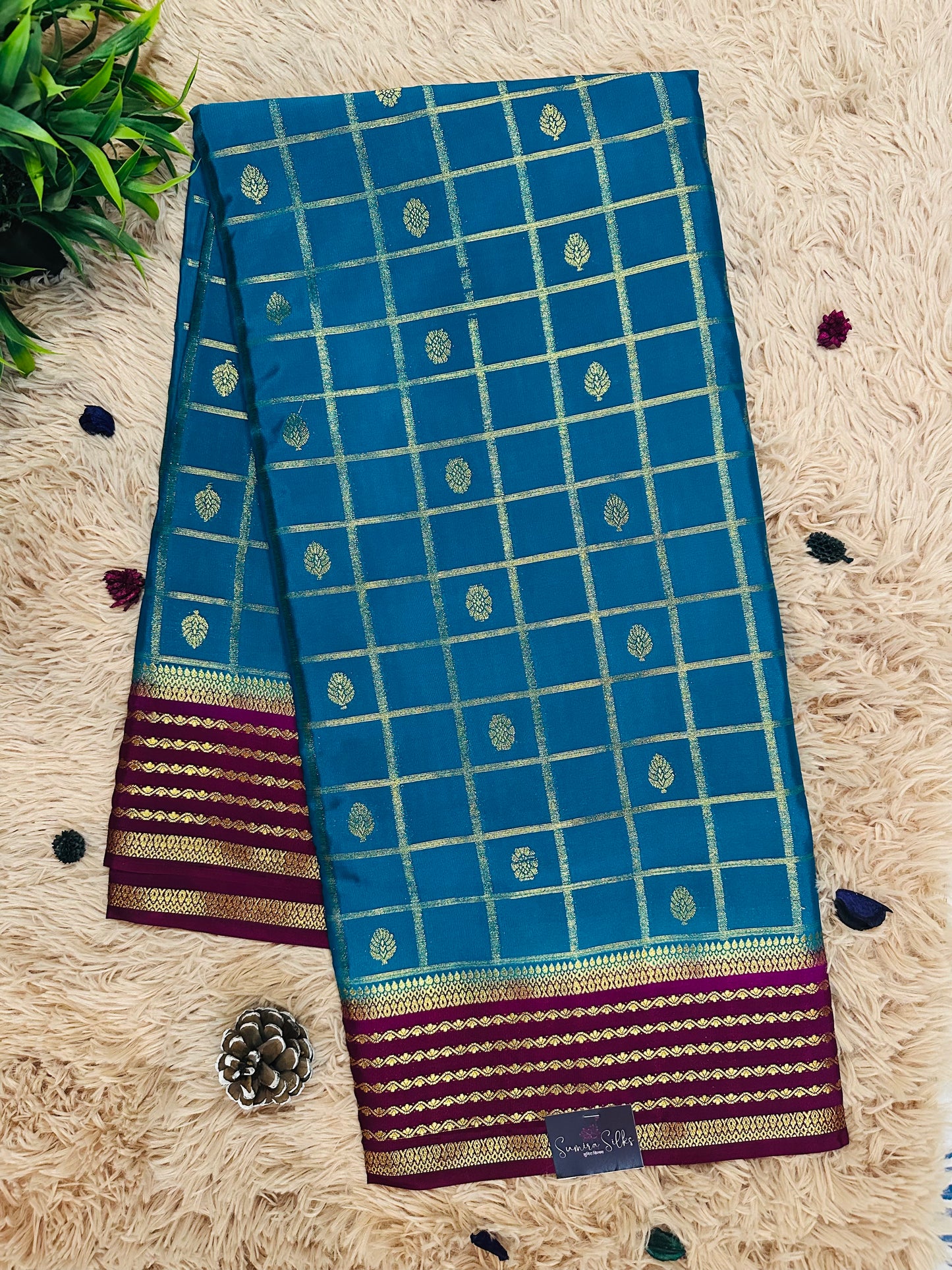 Sky Blue Premium KSIC Mysore Crepe Silk Saree