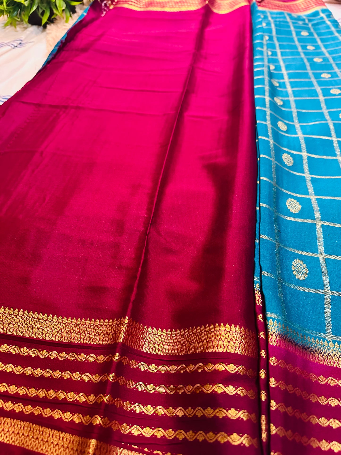 Sky Blue Premium KSIC Mysore Crepe Silk Saree