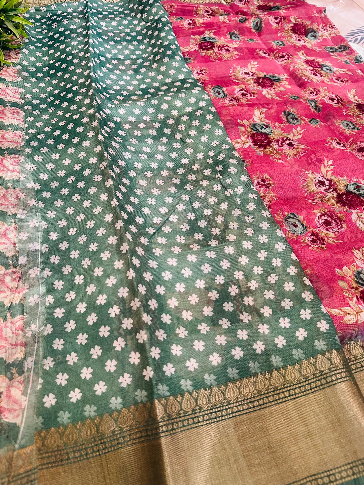 Light Pink Floral Silk Saree