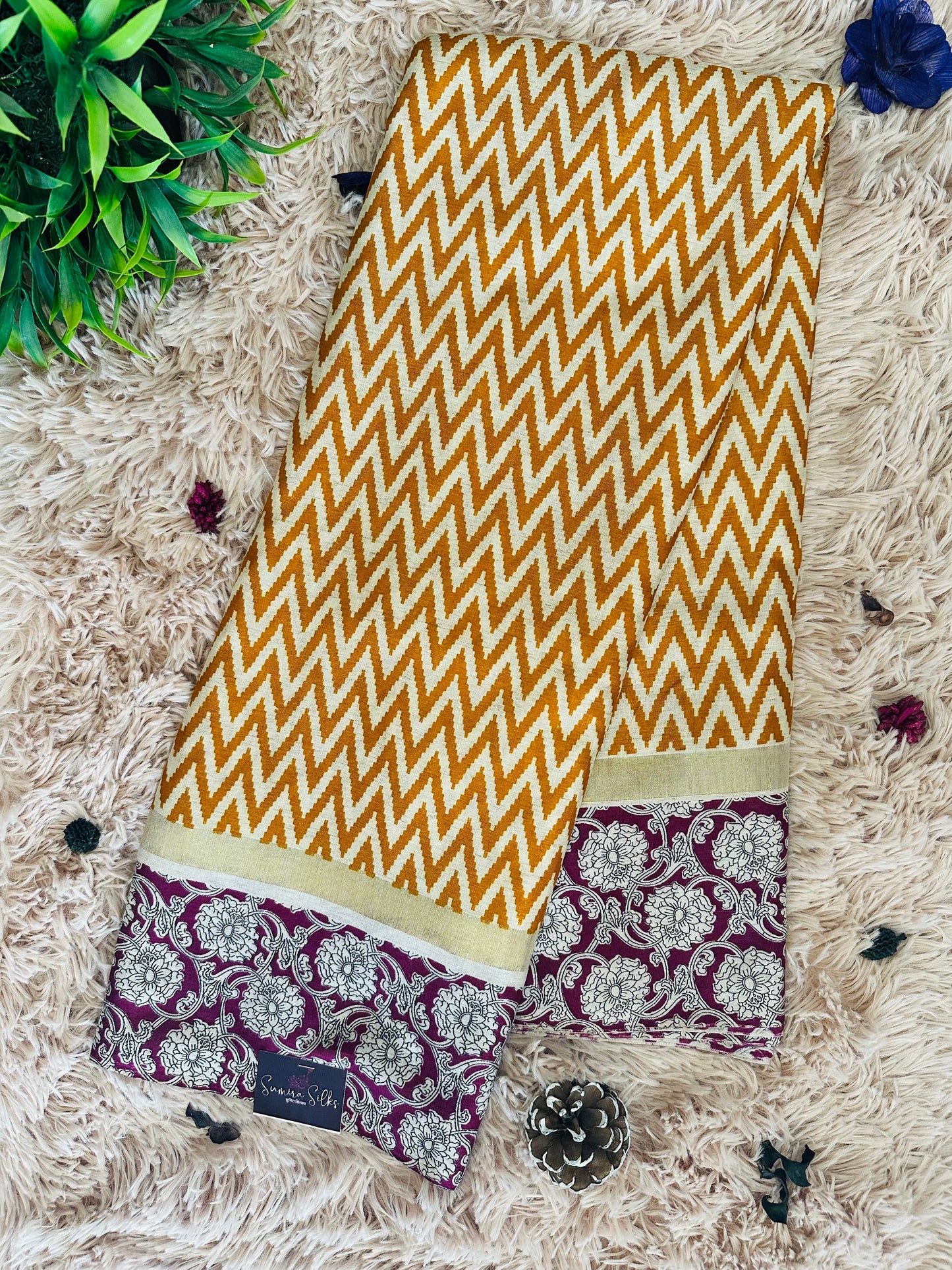 Mustard Chirala Cotton Saree