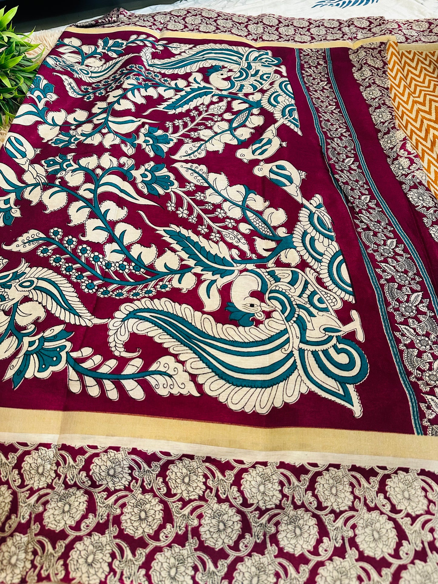 Mustard Chirala Cotton Saree