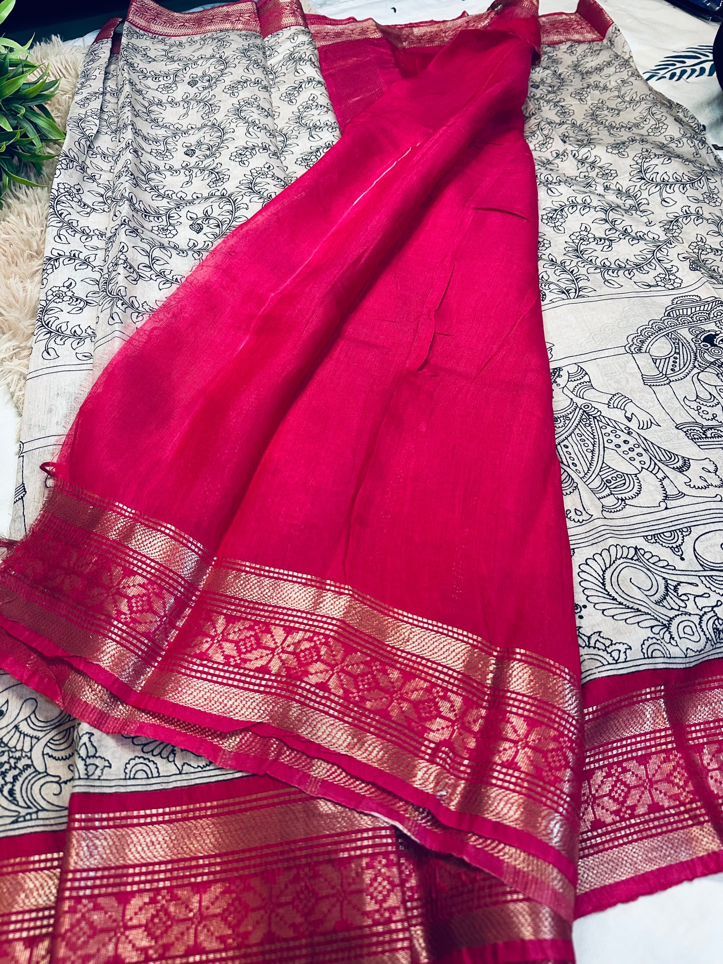 Kalamkari Mul Cotton Saree