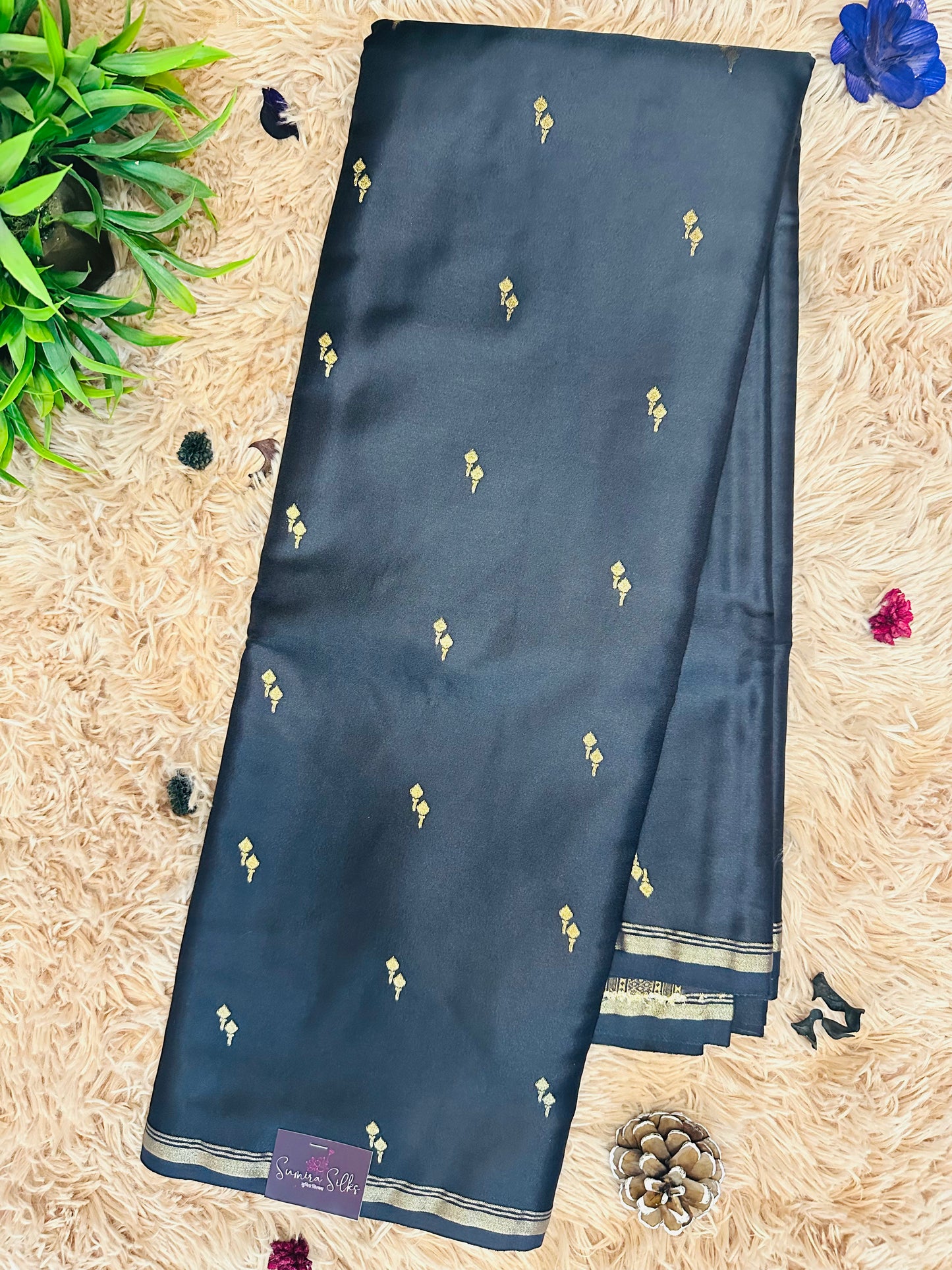 Black Gajji Silk Saree