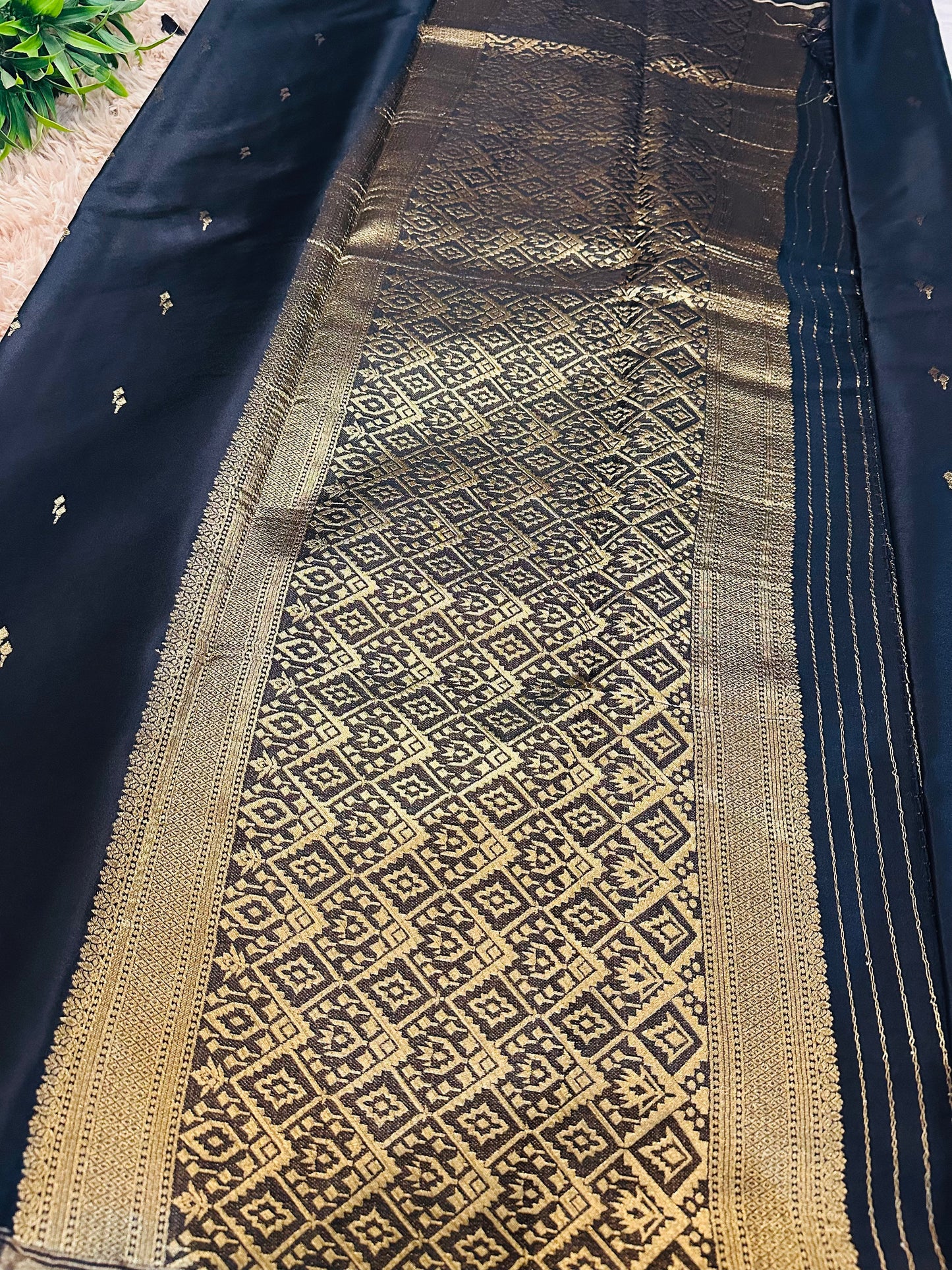 Black Gajji Silk Saree