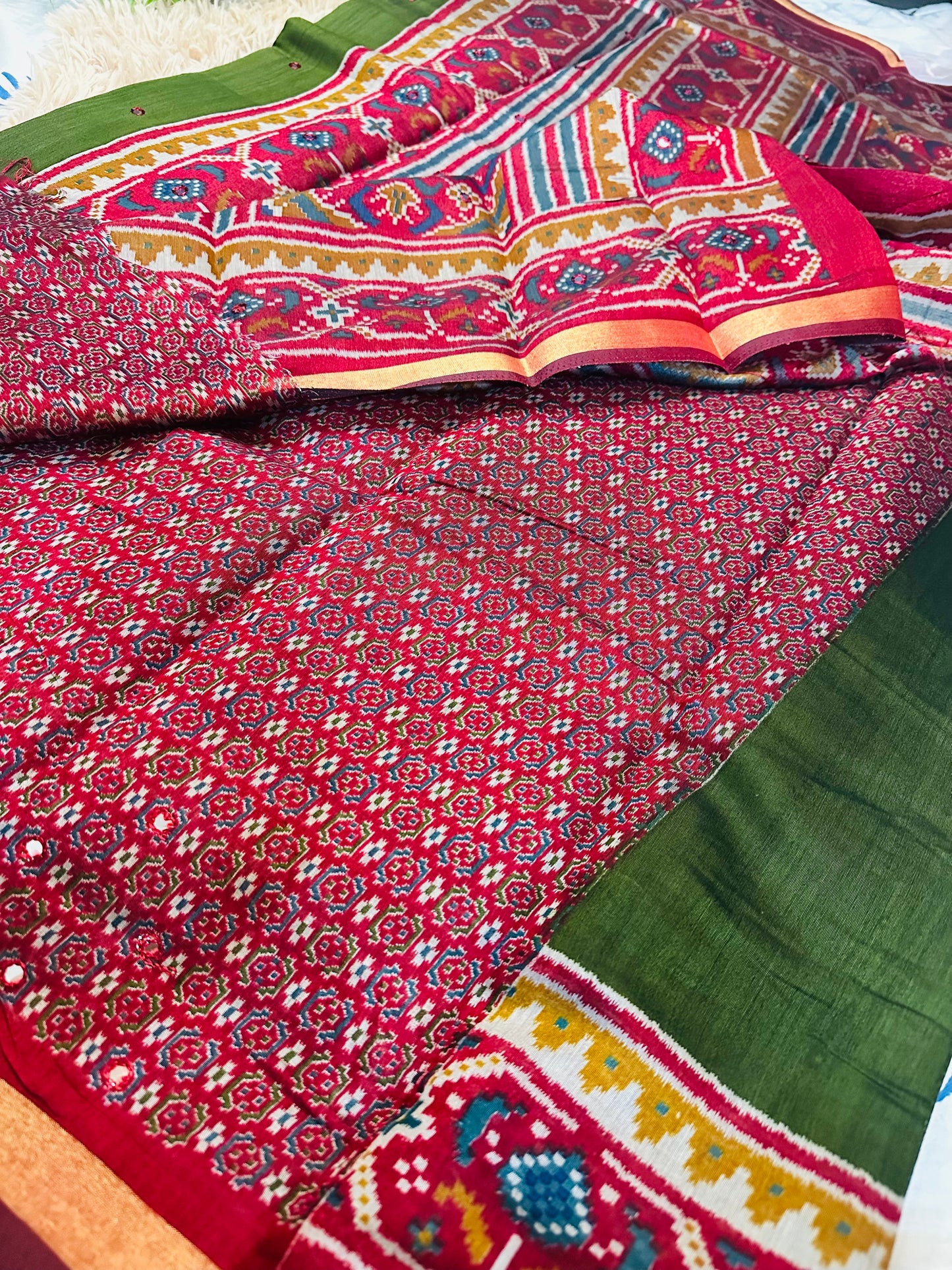 Green Maheshwari Cotton Saree