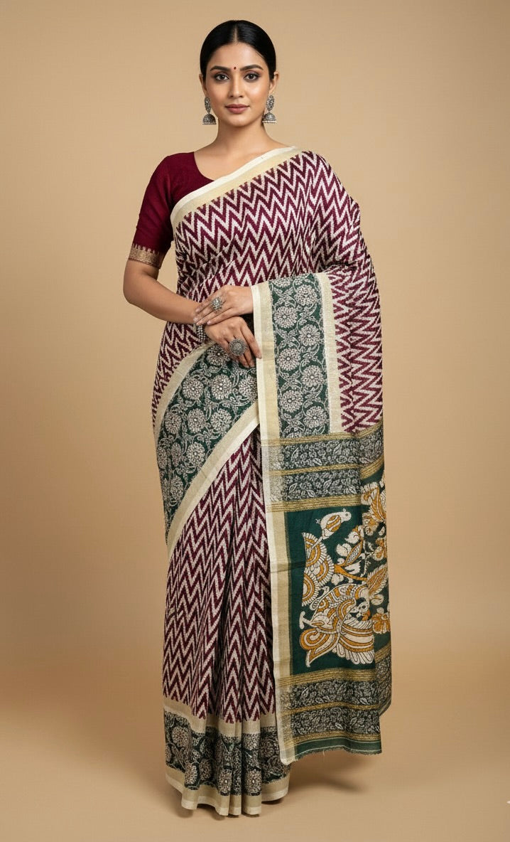 Wine Chirala Cotton Saree