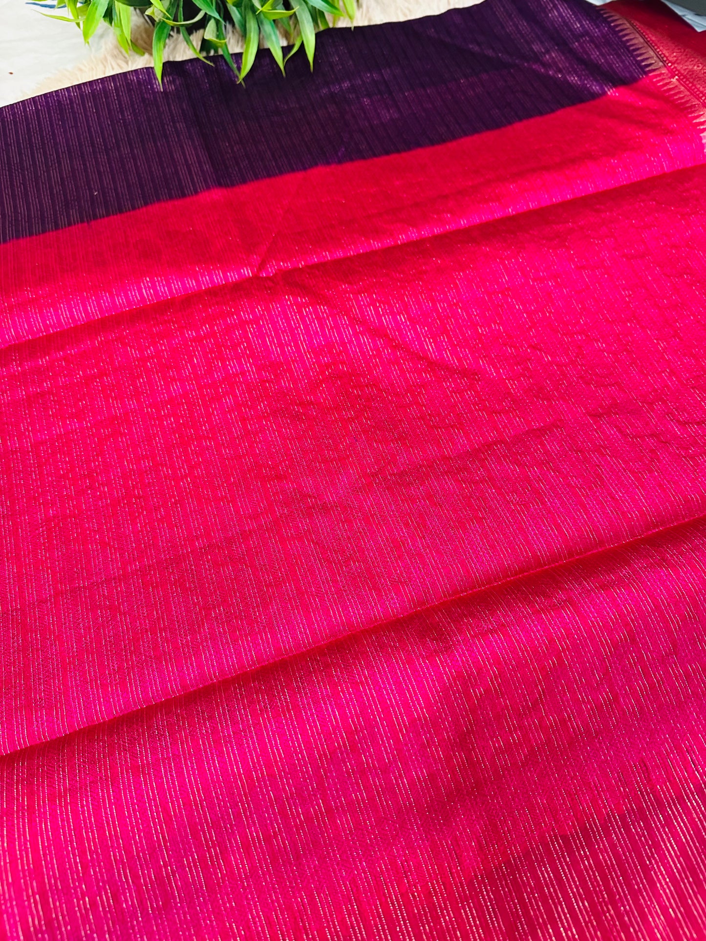 Dark Purple Mulberry Worm Silk Saree