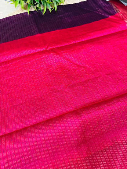 Dark Purple Mulberry Worm Silk Saree