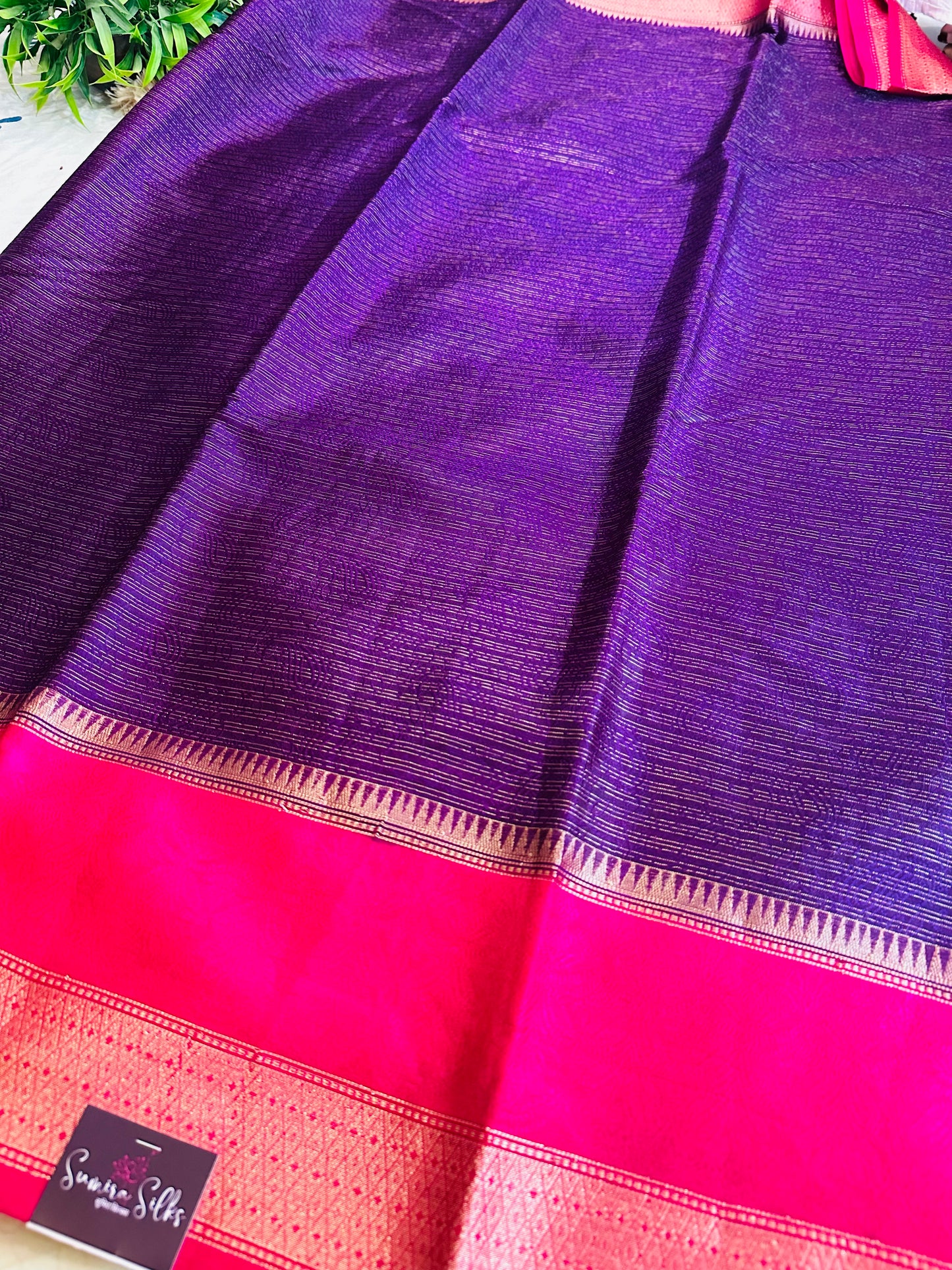 Dark Purple Mulberry Worm Silk Saree