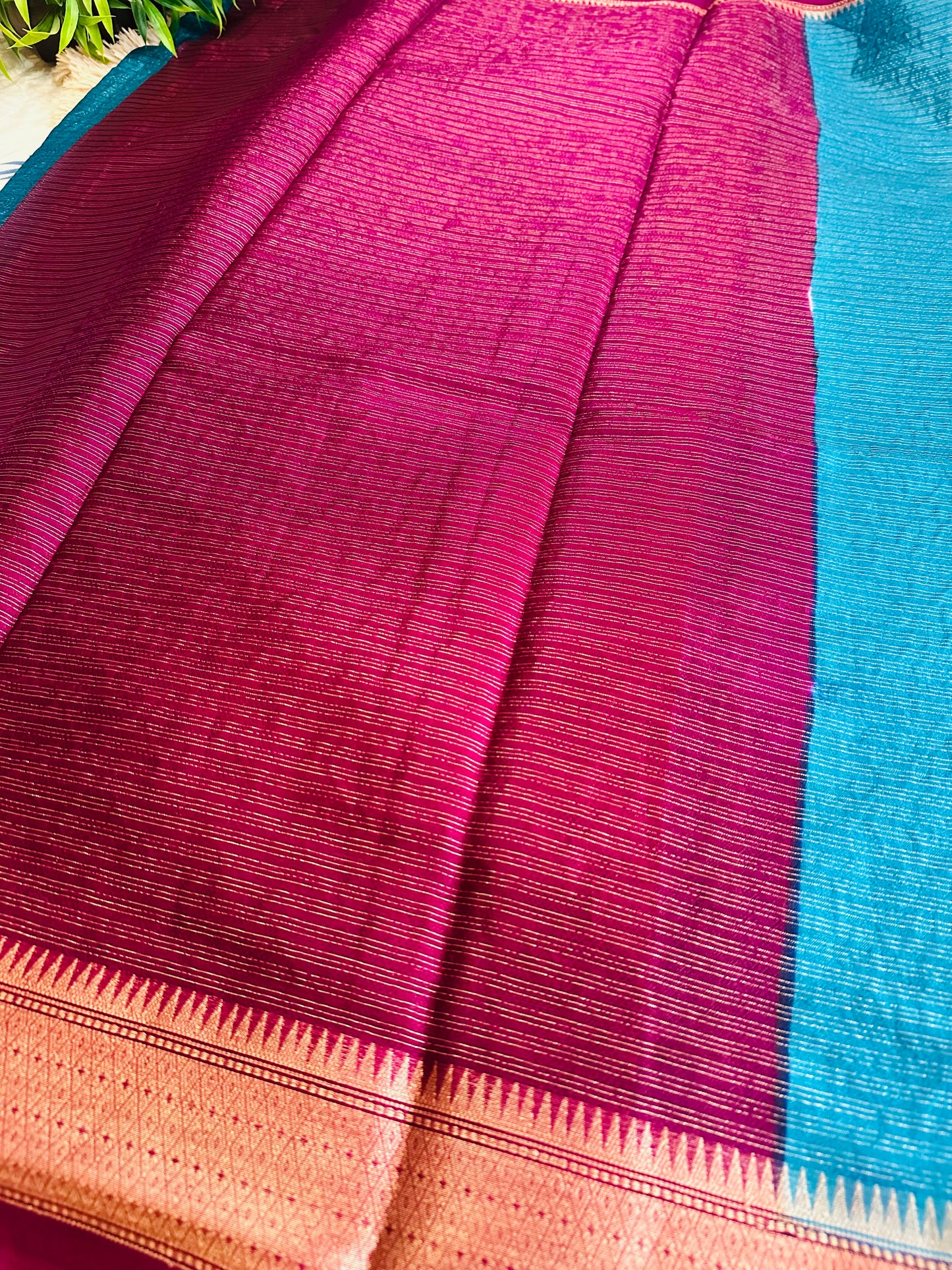 Blue Mulberry Worm Silk Saree