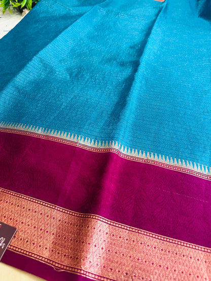 Blue Mulberry Worm Silk Saree