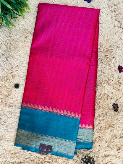 Rani Pink Mulberry Worm Silk Saree