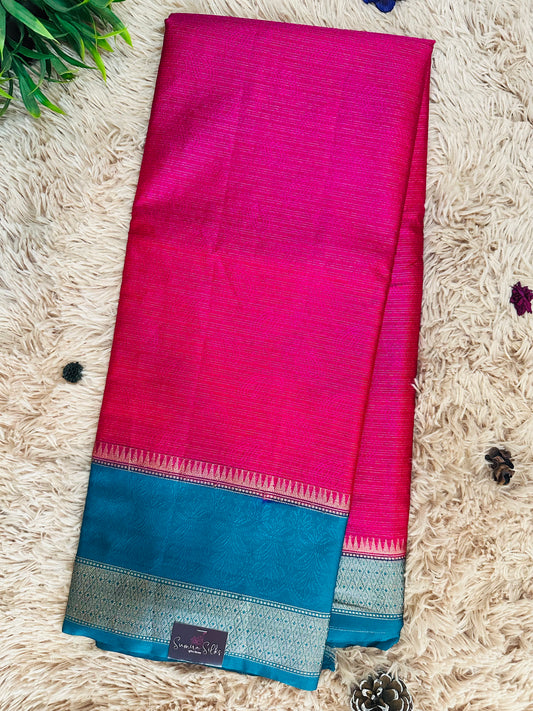 Rani Pink Mulberry Worm Silk Saree
