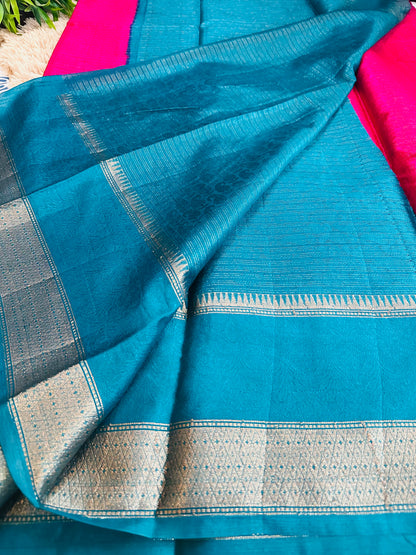 Rani Pink Mulberry Worm Silk Saree