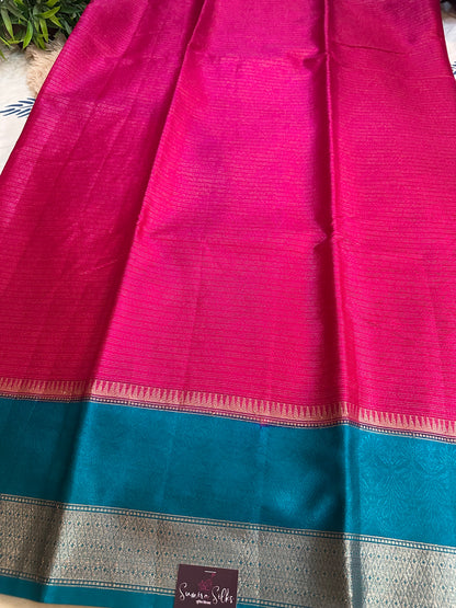 Rani Pink Mulberry Worm Silk Saree
