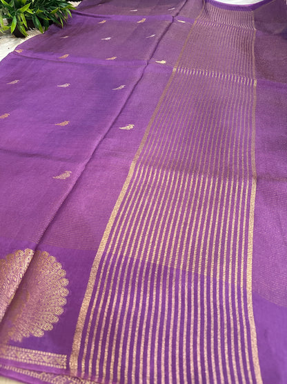 Pastel Purple Premium Muslin Silk Saree