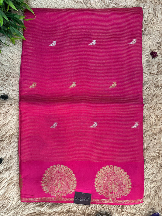 Rani Pink Premium Muslin Silk Saree